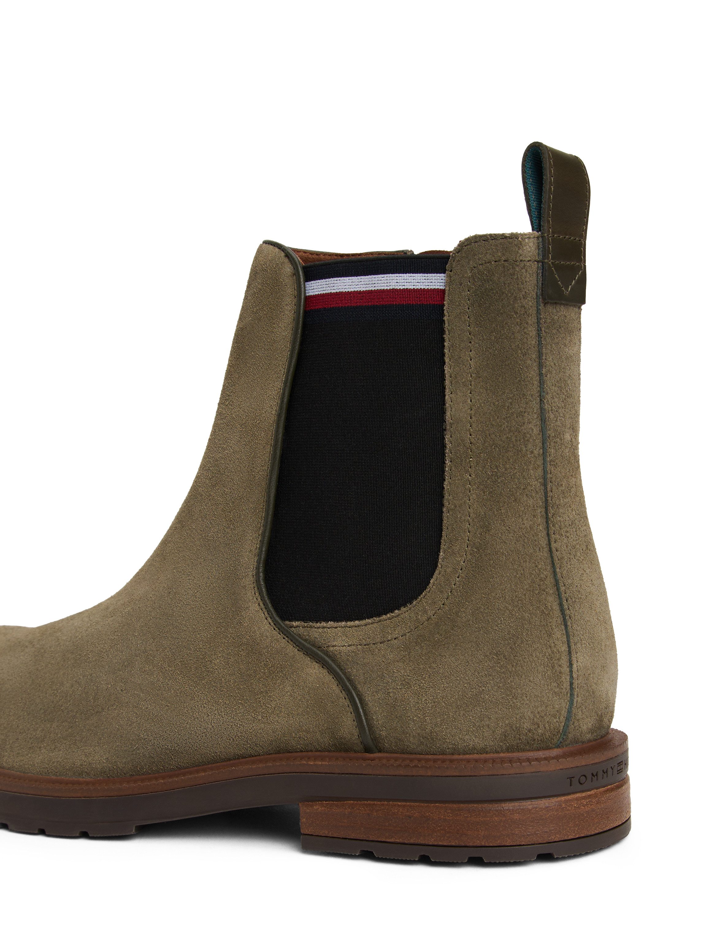 Tommy Hilfiger CLEATED HILFIGER SUEDE CHELSEA Chelseaboots Blockabsatz, Stiefelette, Businessschuh in schmaler Form