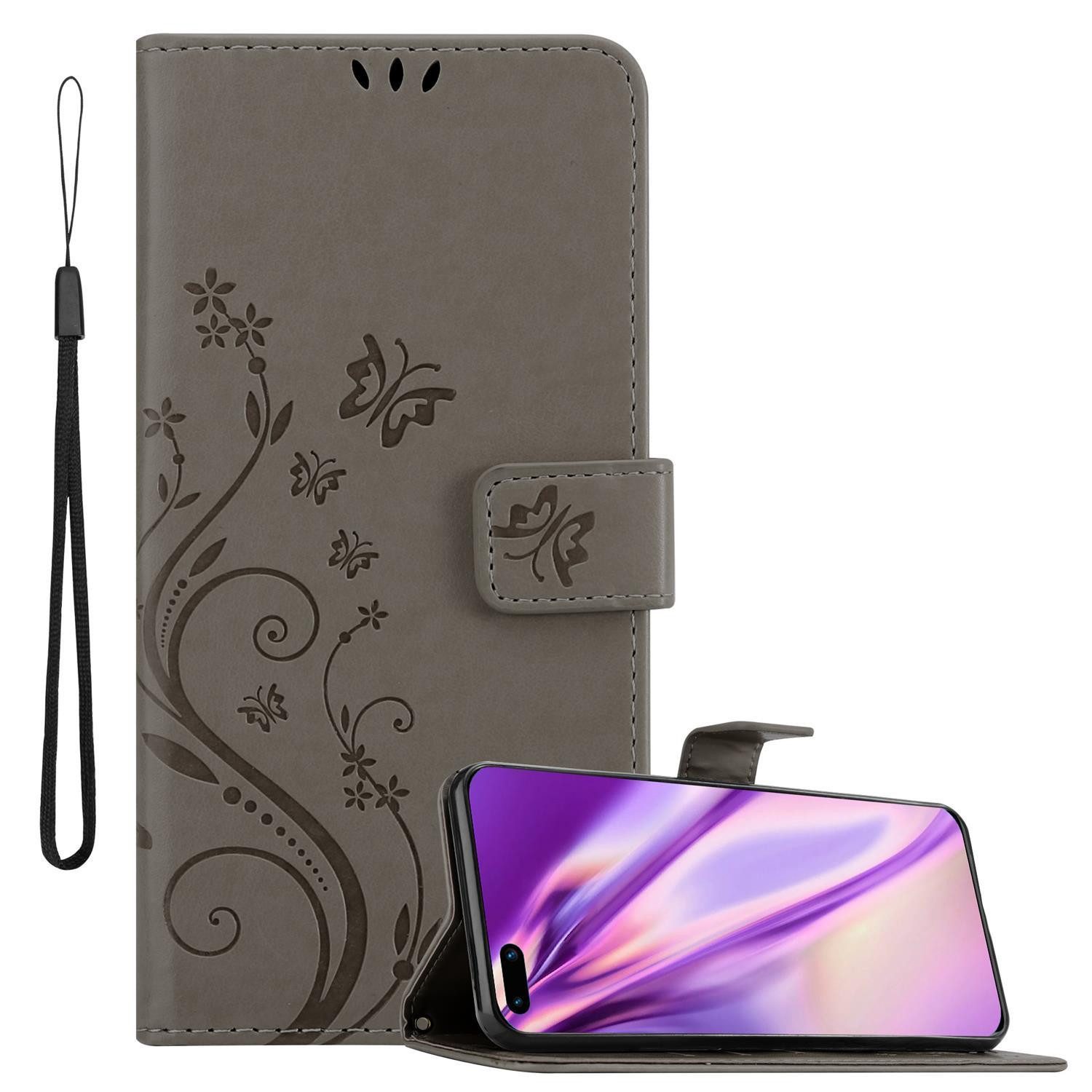 Cadorabo Handyhülle für Huawei P40 Hülle Huawei P40, Hülle Schutzhülle Blumen Flower mit Standfunktion Kartenfach Magnet
