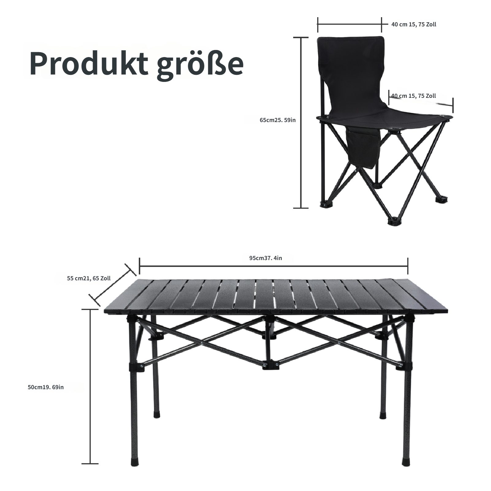 Rutaqian Campingtisch Klapptisch Reisetisch mit 4xStuhl,Campingtisch-Set für 4-6 Personen (Klapptisch mit Stühlen, 1-St., 1x Campingtisch, 4x Stühle), Faltbaren Essgruppe mit Stühlen Für den Innen Außenbereich