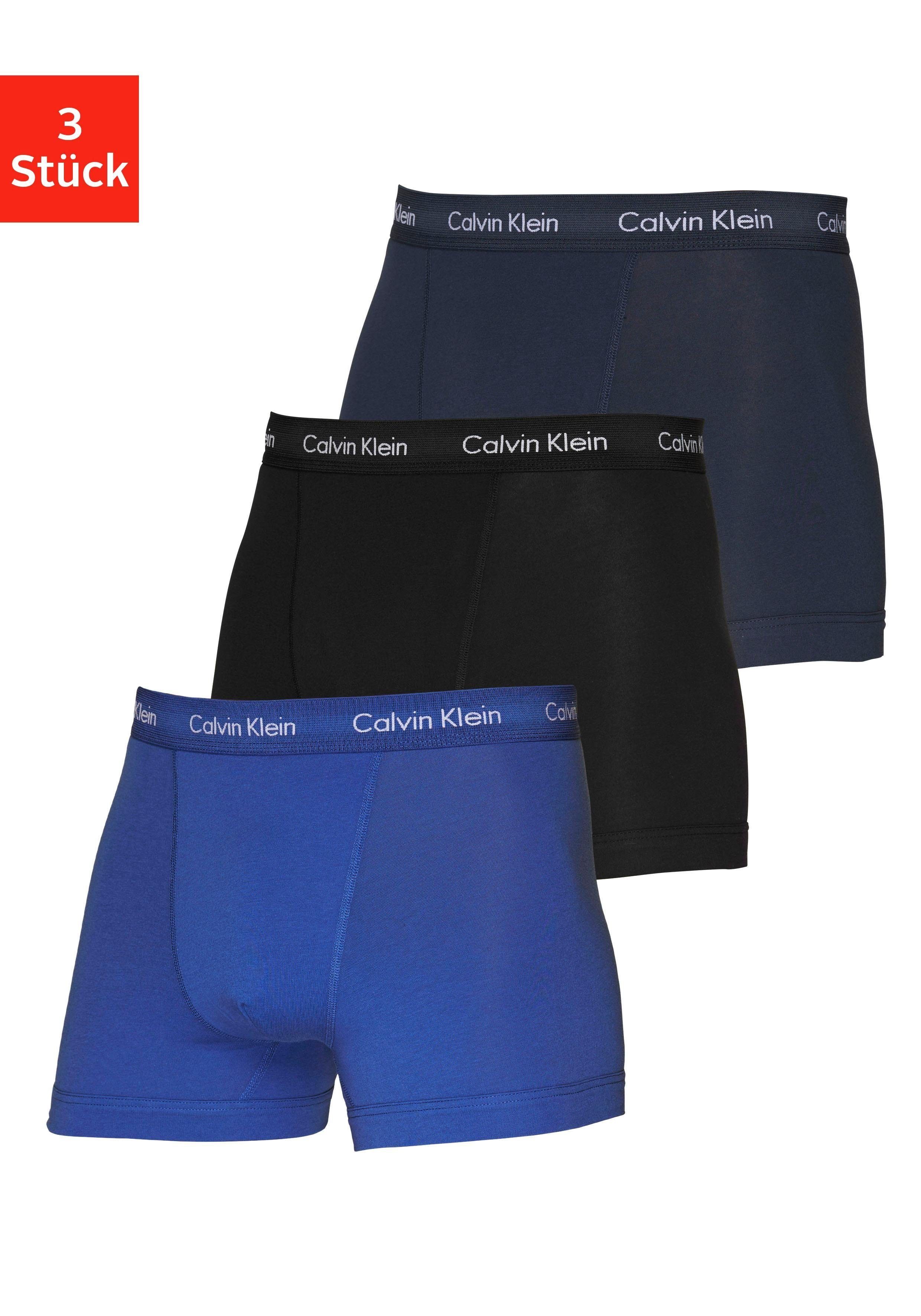 Calvin Klein Underwear Trunk (3-St) in blautönen mit Logo-Elastikbund