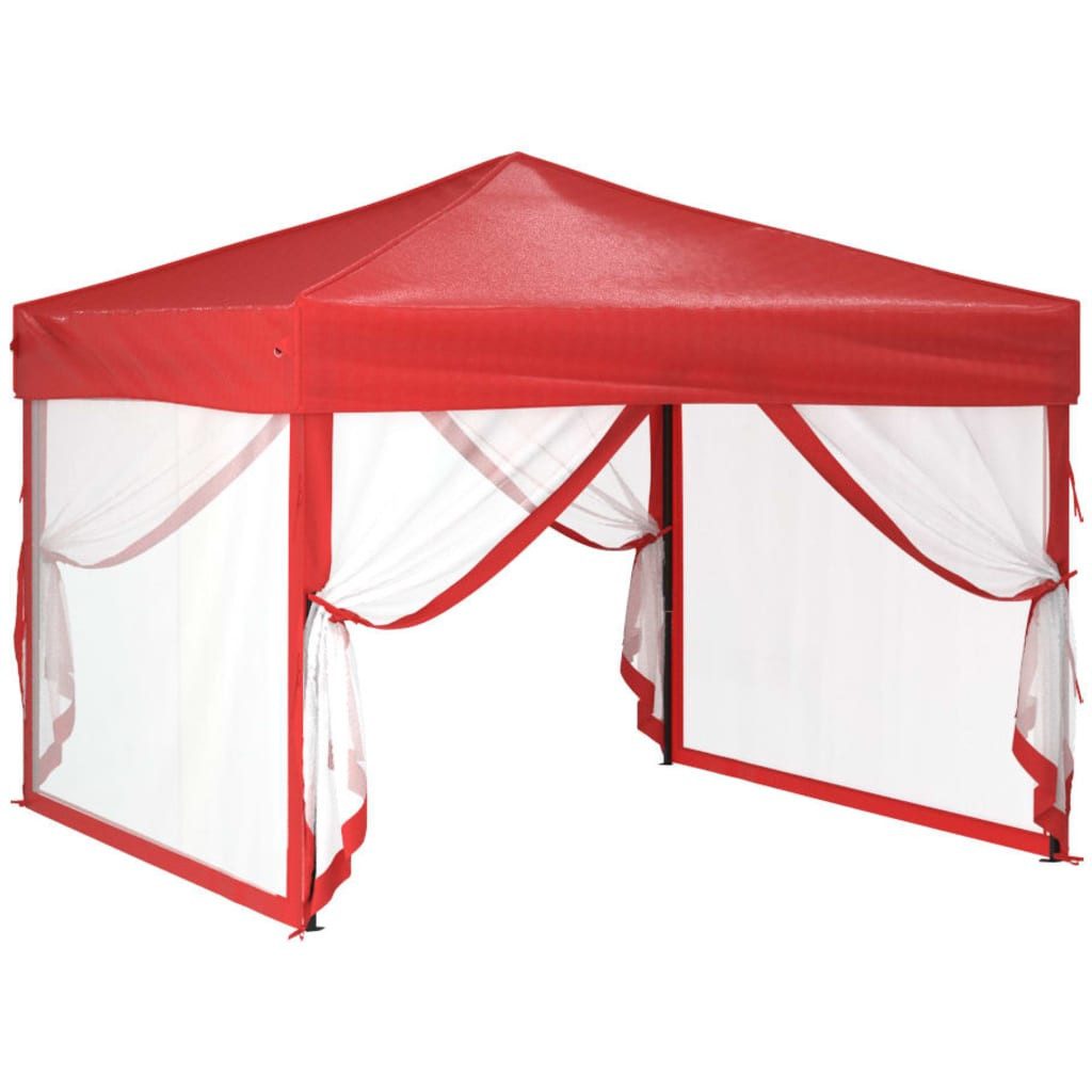 vidaXL Pavillon rot Partyzelt Faltbar mit Seitenwänden Rot 3x3 m Gartenpavillon Faltpa