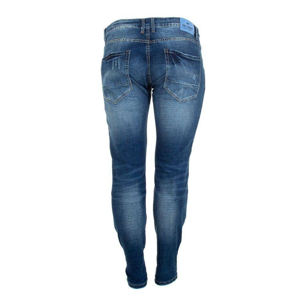 Jeansstoff Ital-Design Herren Blau Jeans Stretch-Jeans in Freizeit