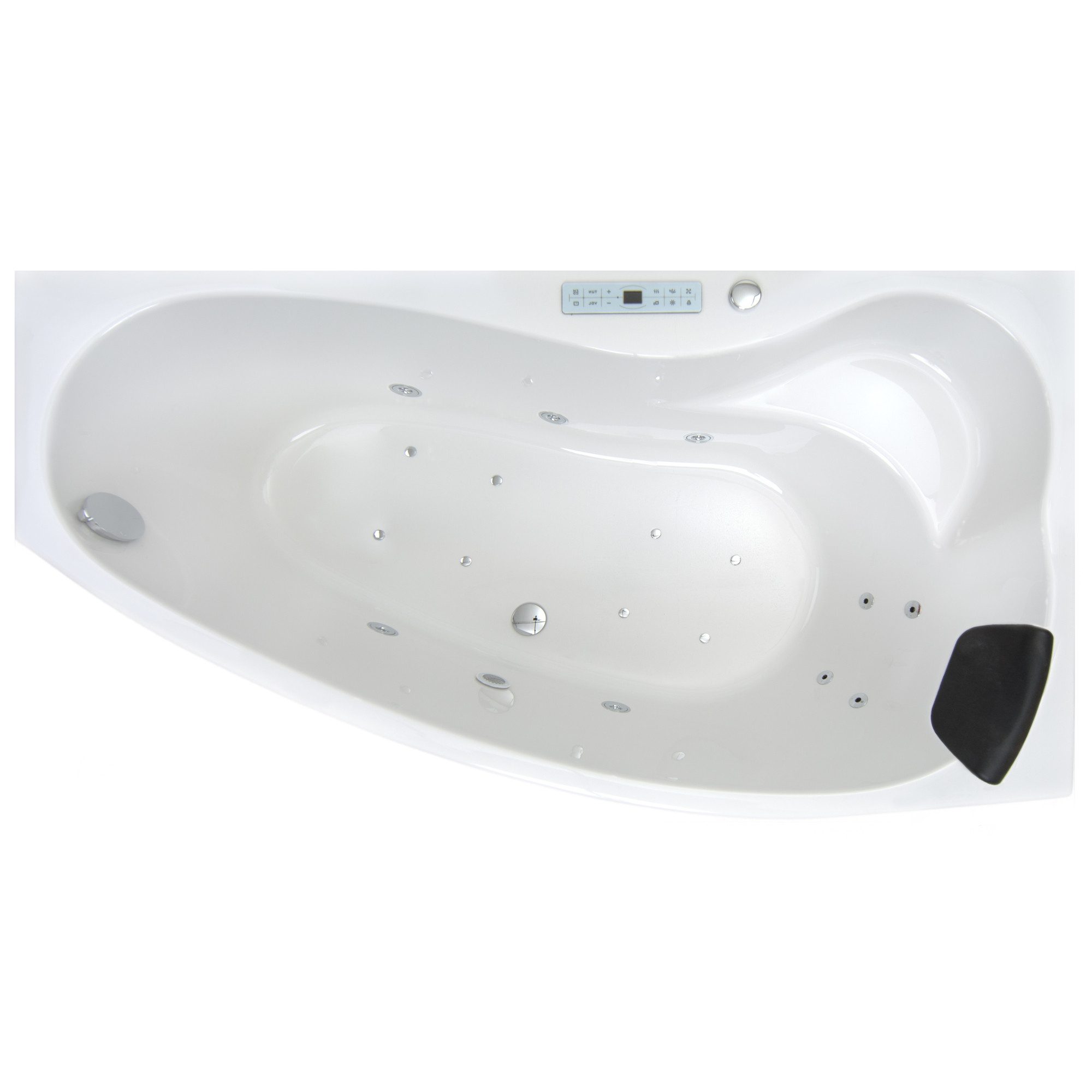 Basera® Whirlpool-Badewanne PREMIUM Indoor Eck-Whirlpool Badewanne Formentera Rechts 160 x 90 cm, (Komplett-Set), mit 17 Massagedüsen, Heizung, Wasserdesinfektion, Bodenansaugung, L...