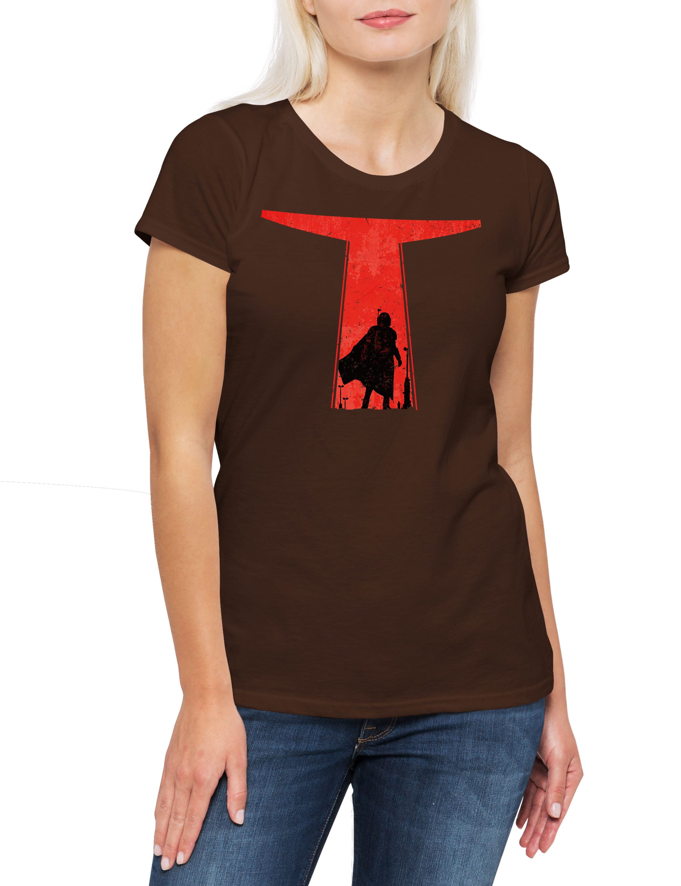 Print-Shirt Djarin Silhouette Damen T-Shirt Star Din Rebel Mandalorian Wars Baby