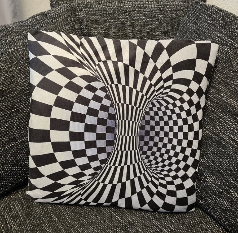 Tinisu Dekokissen 3D Druck Designer Kissenbezug Schwarz- weiße Säule - 45cm x 45cm