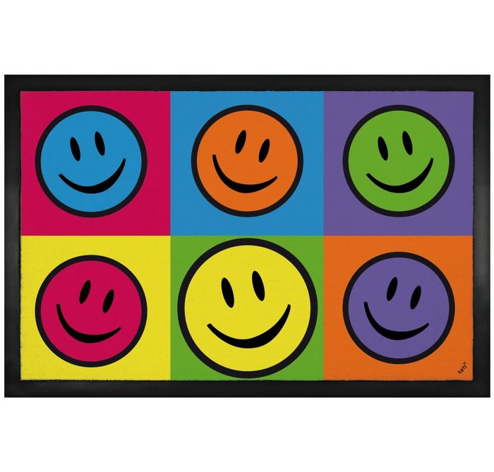 Fußmatte Emoticons - Smiley Colour Blocking Warhol Style Pop Art 1art1 Höhe: 5 mm