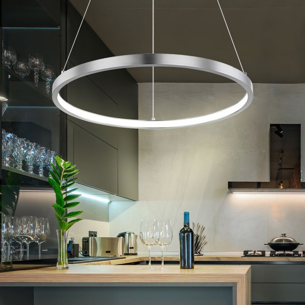 etc-shop Hängeleuchte, Pendelleuchte Ring silber Hängeleuchte rund LED  Lampen Wohnzimmer hängend Modern, aus Metall in nickel-matt opal, 1x LED  19W 900Lm warmweiß, DxH 38,5x120 cm online kaufen | OTTO