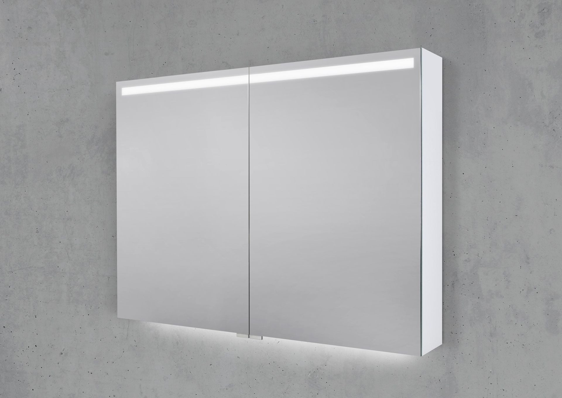 Intarbad Badezimmerspiegelschrank 2-türiger Spiegelschrank mit integrierter MULTI LED Beleuchtung (Doppelspiegeltüren, Holz-/ Lackdekore, Maße von 90 bis 120 cm wählbar, Höhe 70 cm, Glasfachböden, Magnetleiste & Kosmetikspiegel Ø 12 cm) Vormontierte Lieferung, Floatglas, 160 kg Traglast, Made in Germany