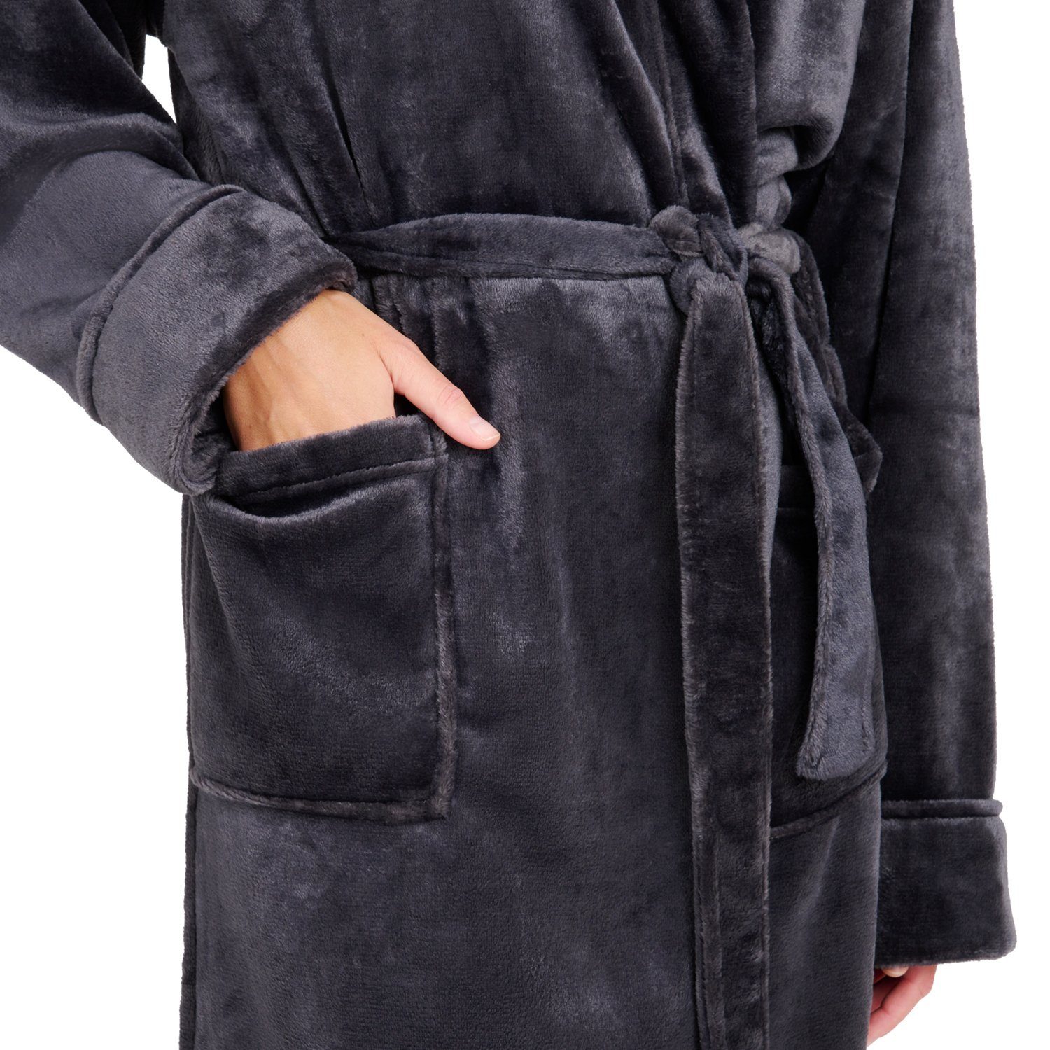 Blumtal Bademantel Bademantel Damen und Herren - kuschelig weicher Fleece Bademantel, mit Kapuze & Fronttasche