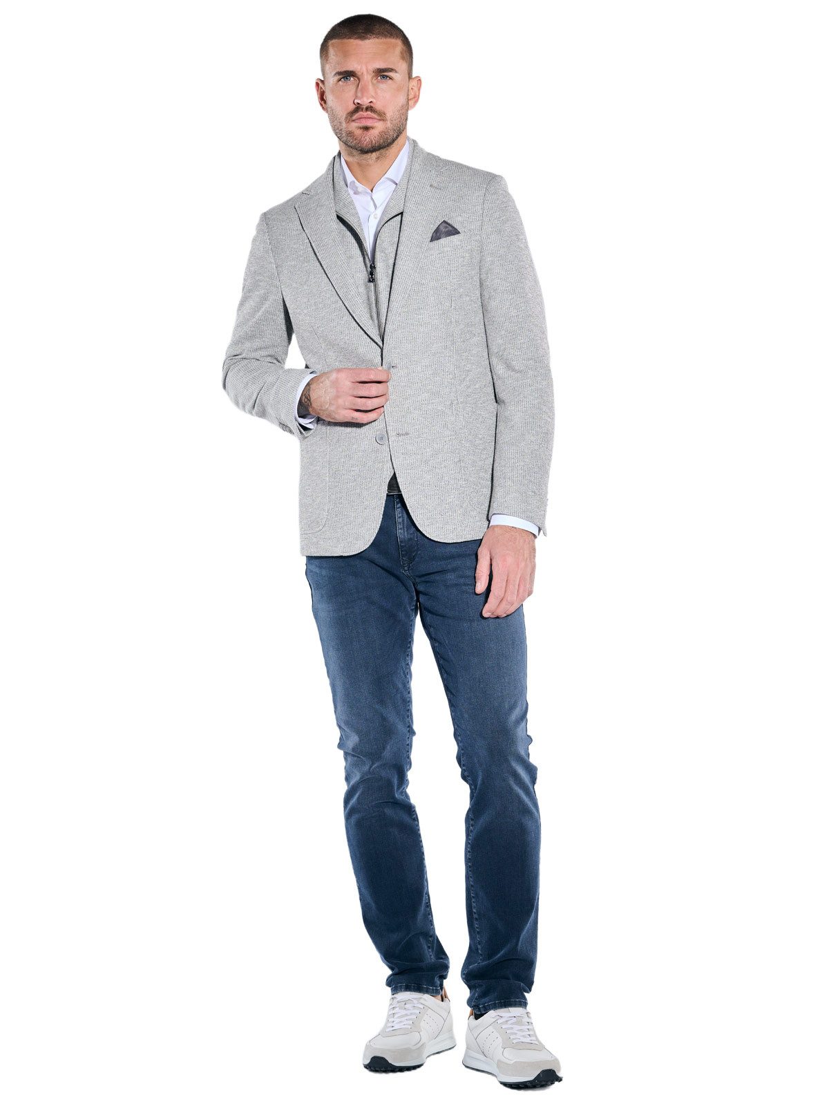emilio adani Sakko Herren Freizeit-Sakko slim fit, Silbergrau