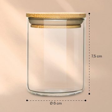 Klarstein Frischhaltedose runde Gläser Bambusdeckel, Bambus,Glas