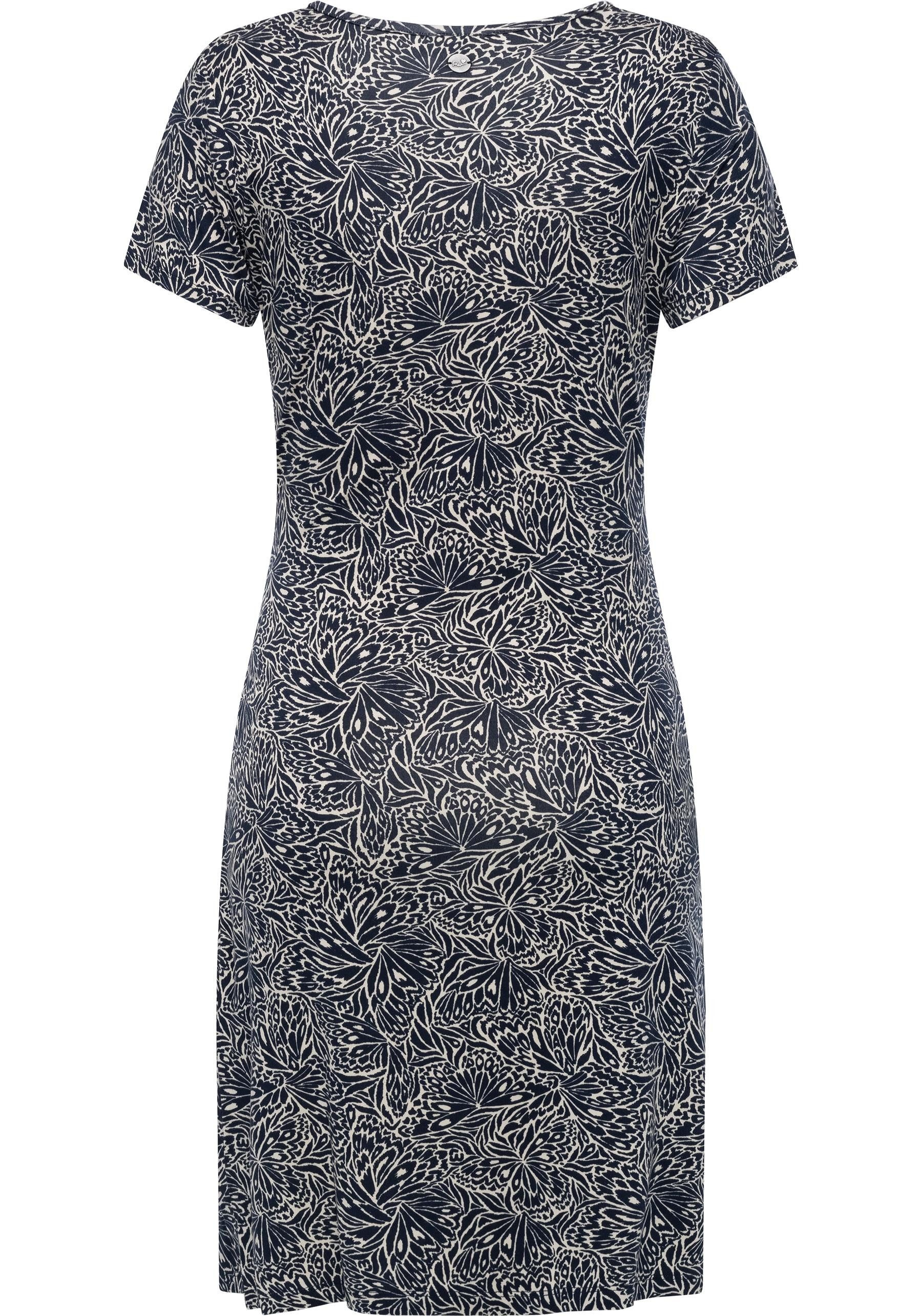 Ragwear Shirtkleid Knotta Print Kurzarm Sommerkleid mit seitlichem Bindeband