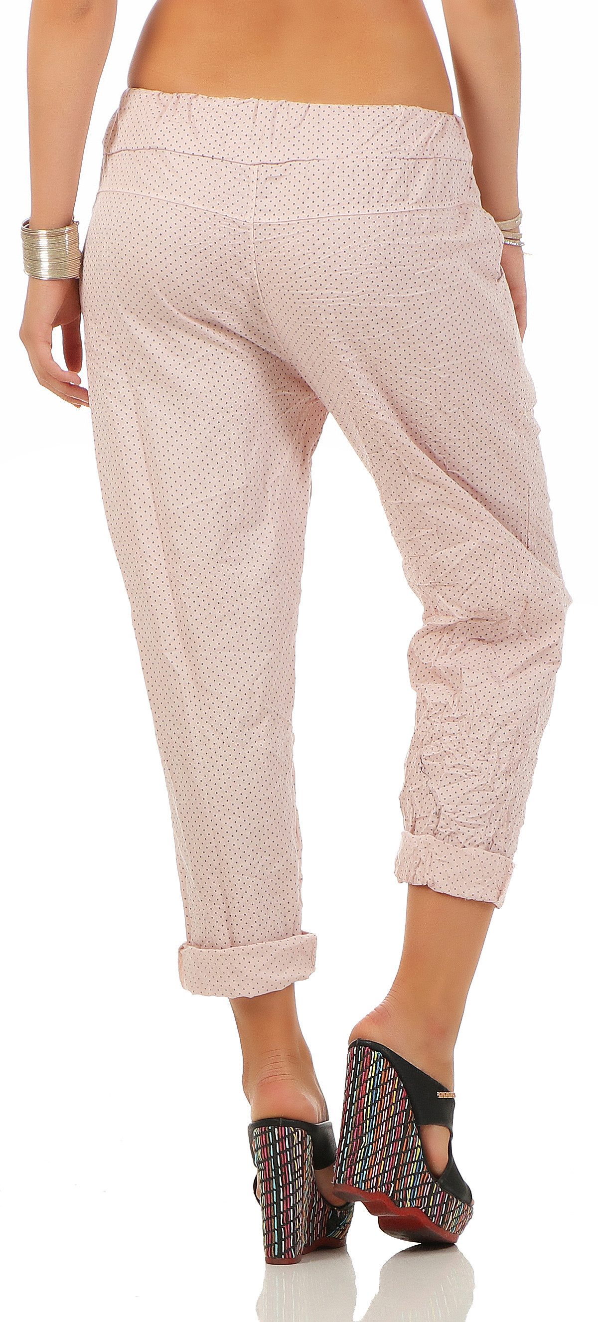 Mississhop Chinohose Trendige Jogger-Hose mit Print & Patches – Bequem