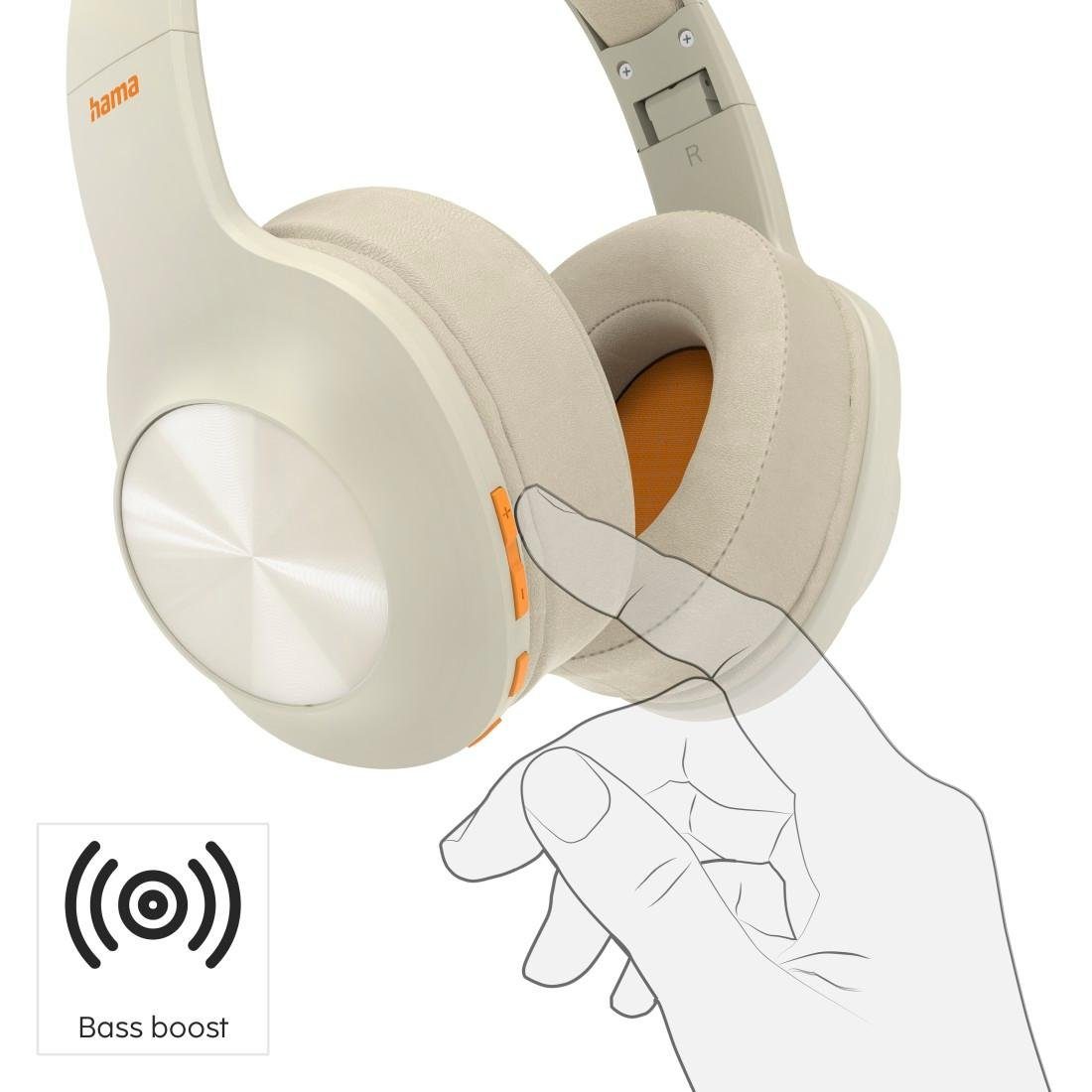 Bluetooth HSP, (Sprachsteuerung, Boost, Ear Hama HFP, Bluetooth, faltbar A2DP Bass kabellos Kabel, Kopfhörer Google Headset) Bluetooth-Kopfhörer Assistant, Bluetooth® beige AVRCP Bluetooth, ohne Over Siri,