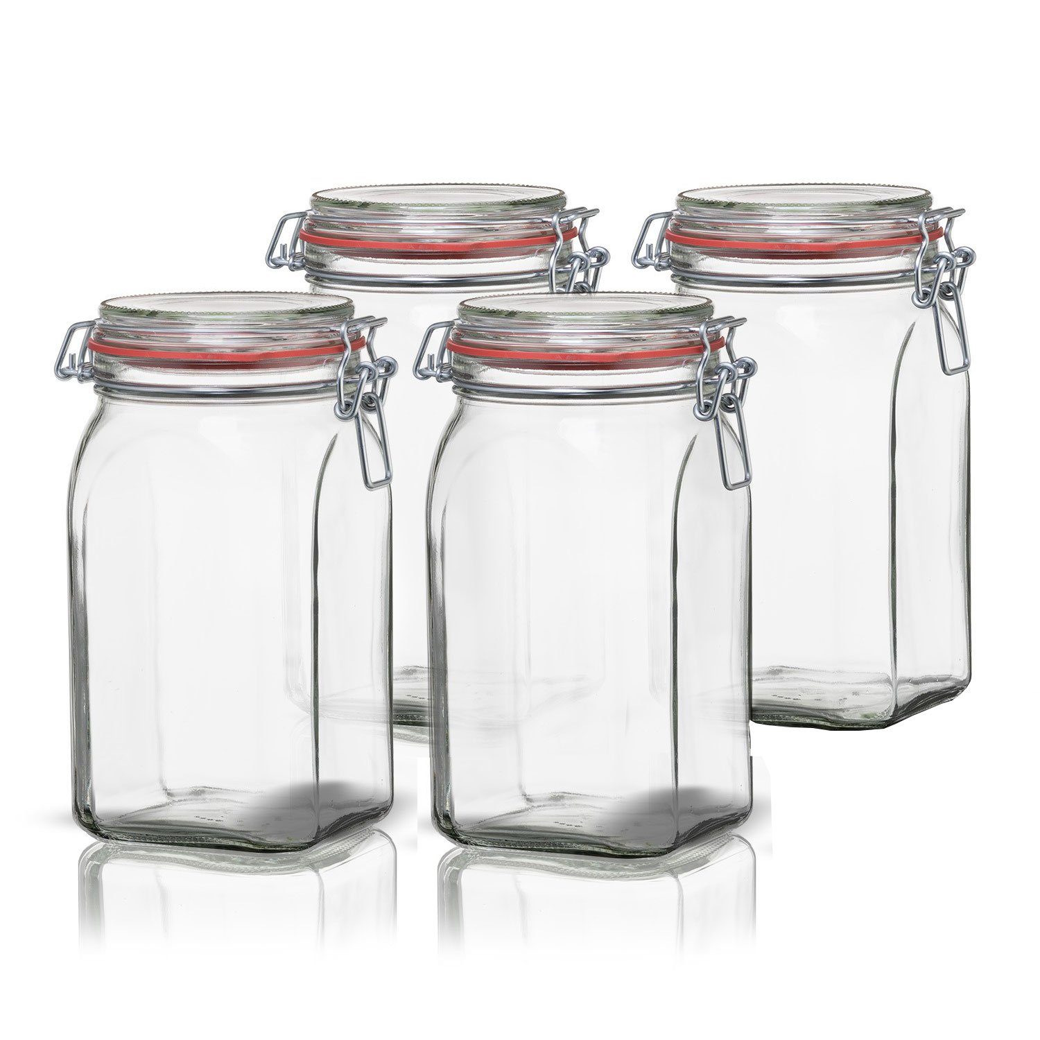 BigDean Einmachglas 4x Vorratsgläser 1,1L Deckel & Bügelverschluss Made in Germany, Glas, (Set, 4-tlg., Einweck Gläser), Einweck Glas, Luftdicht, Spülmaschinenfest, Lebensmittelecht