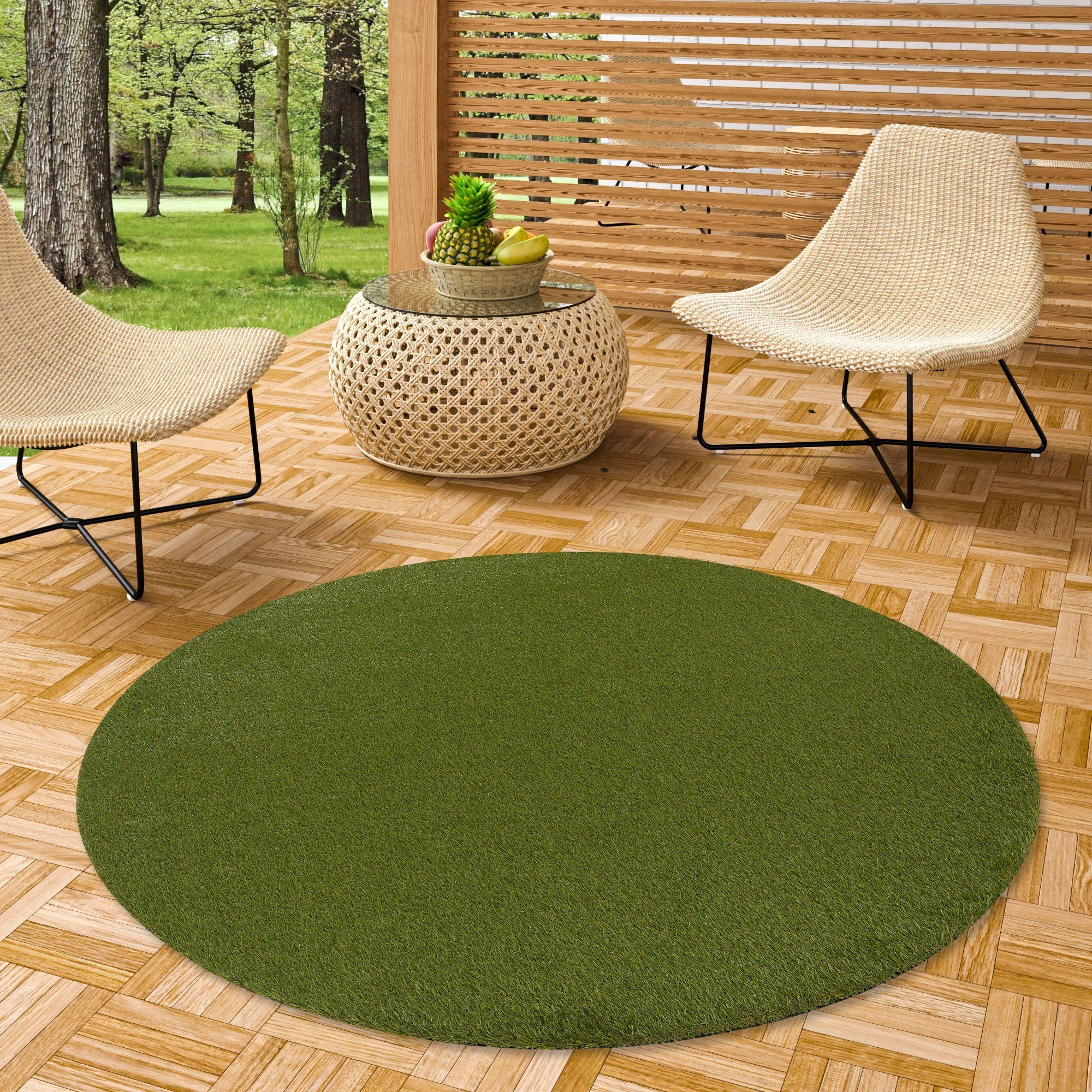 Snapstyle Rasenteppich Luxus Kunstrasen Rasenteppich Chelsea Rund, Rund, Höhe: 30 mm