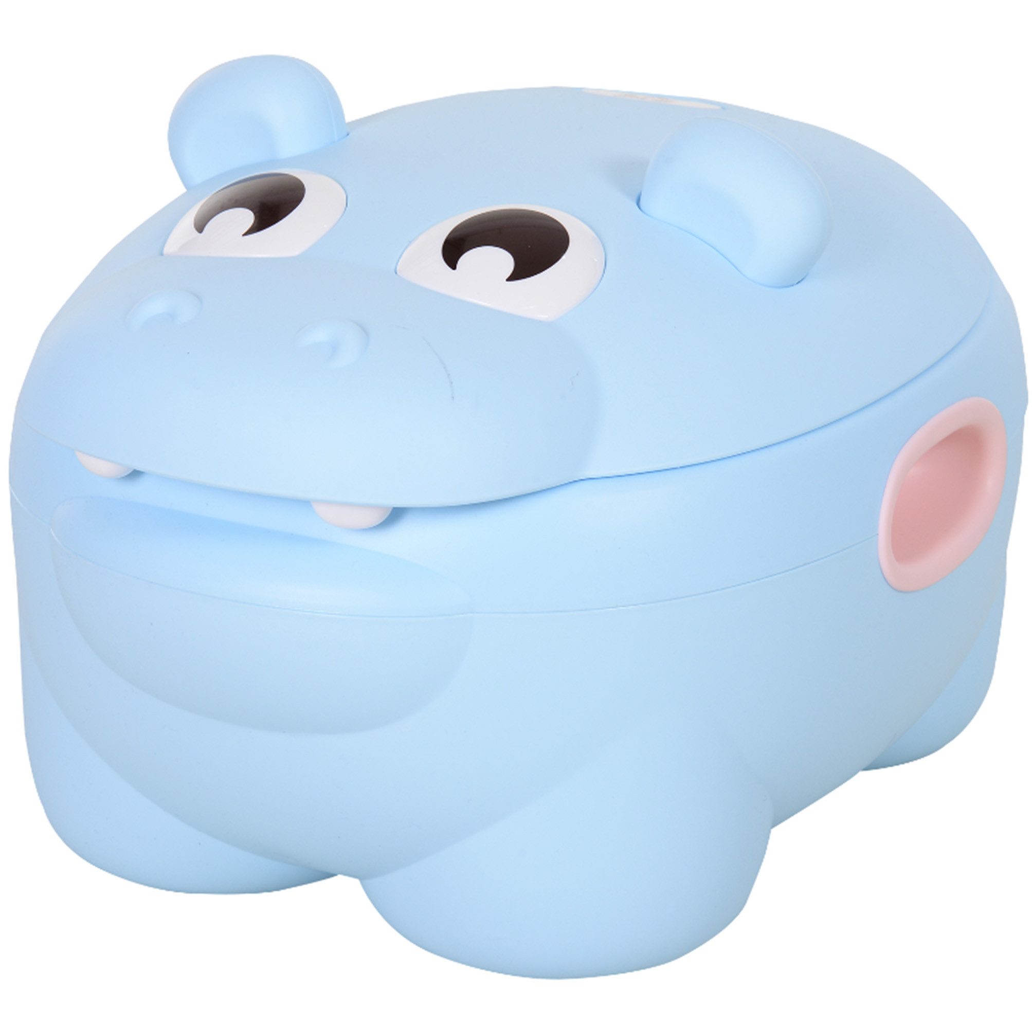 Luckice Toilettentrainer Tragbares Töpfchen, Kindertrainingstoilette, weiches Sitzkissen, (Kindertöpfchen Set, Toilettentraining-Set für Kleinkinder, 1-tlg), Hippo-Design hellblau, herausnehmbarer Innentopf, rutschfester Boden