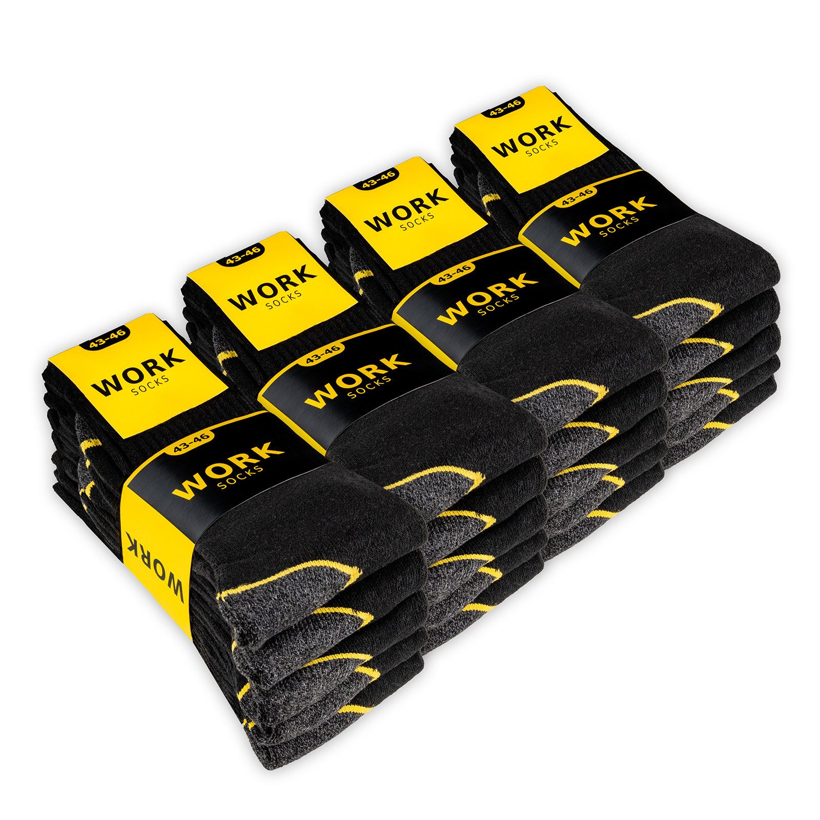 sockenkauf24 Arbeitssocken 10 oder 20 Paar Herren Arbeitssocken "WORK" atmungsaktiv (Schwarz, 20-Paar, 39-42) verstärkt durch Vollfrottee - 10200
