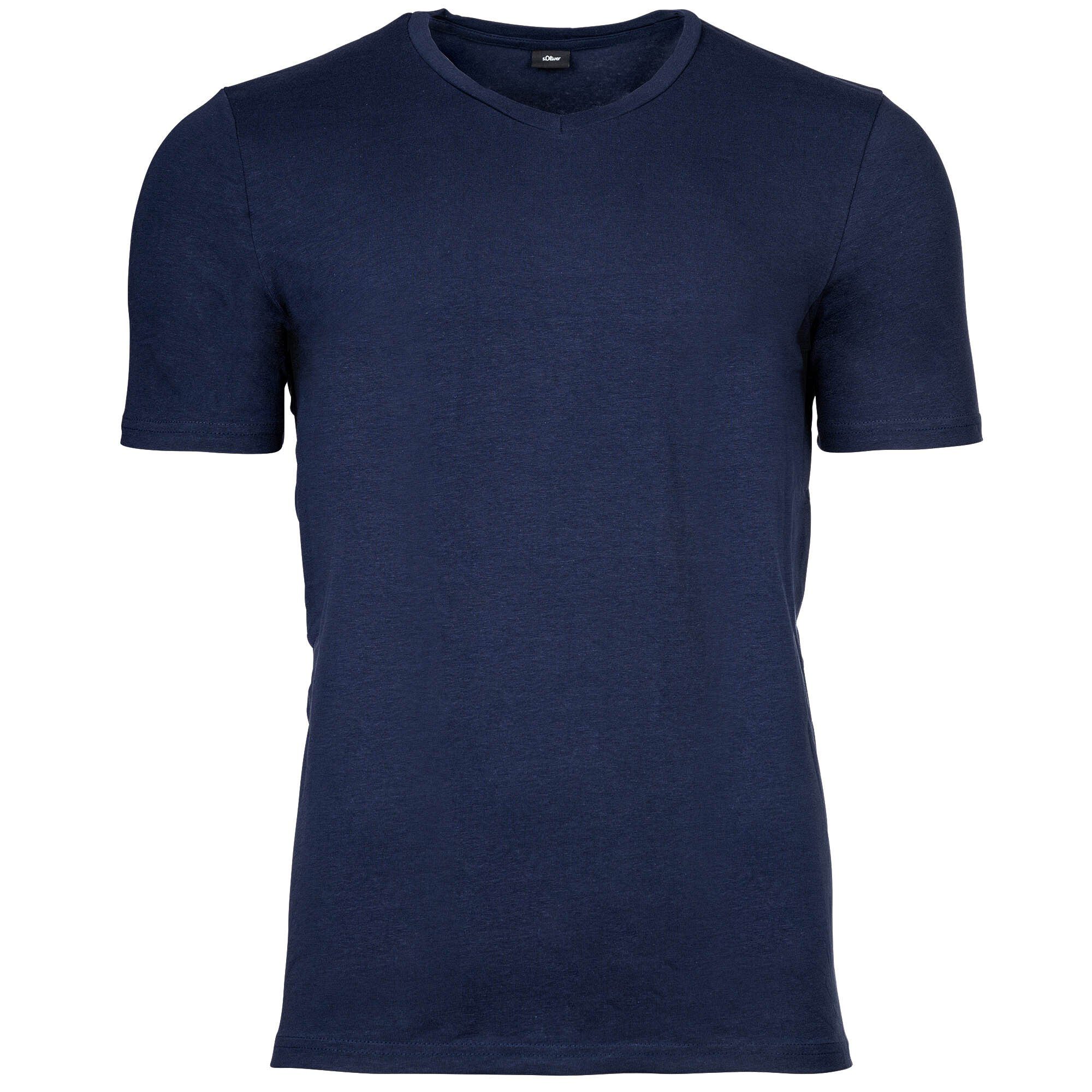 Marine V-Ausschnitt T-Shirt s.Oliver 2er - T-Shirt, Herren Basic, Pack