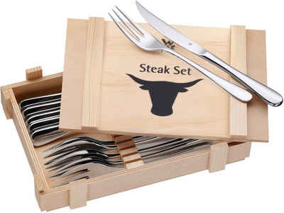 WMF Steakbesteck (12-tlg), 6 Personen, Cromargan® Edelstahl Rostfrei 18/10, inkl. Holzkiste