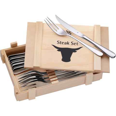 WMF Steakbesteck (12-tlg), 6 Personen, Cromargan® Edelstahl Rostfrei 18/10, inkl. Holzkiste