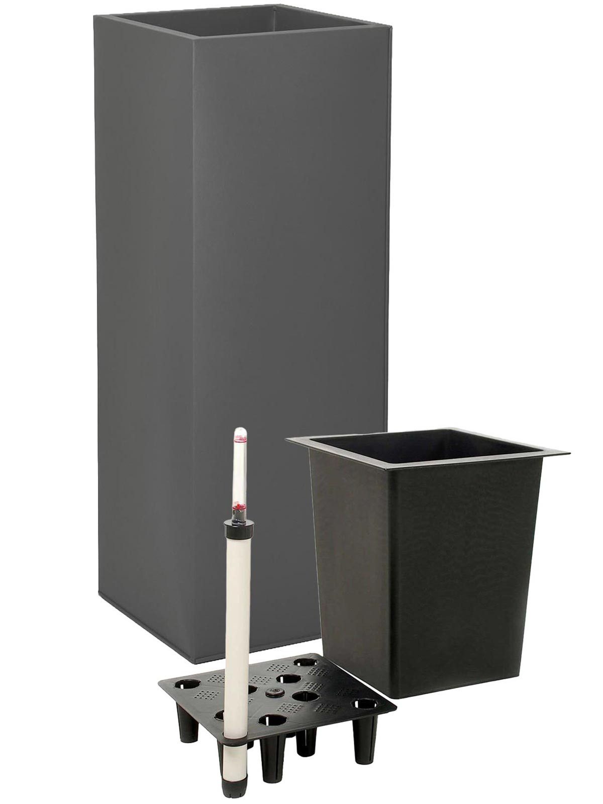 VIVANNO Pflanzkübel Zink BLOCK Säule - Anthrazit Matt (1 St), 29x29x80 cm