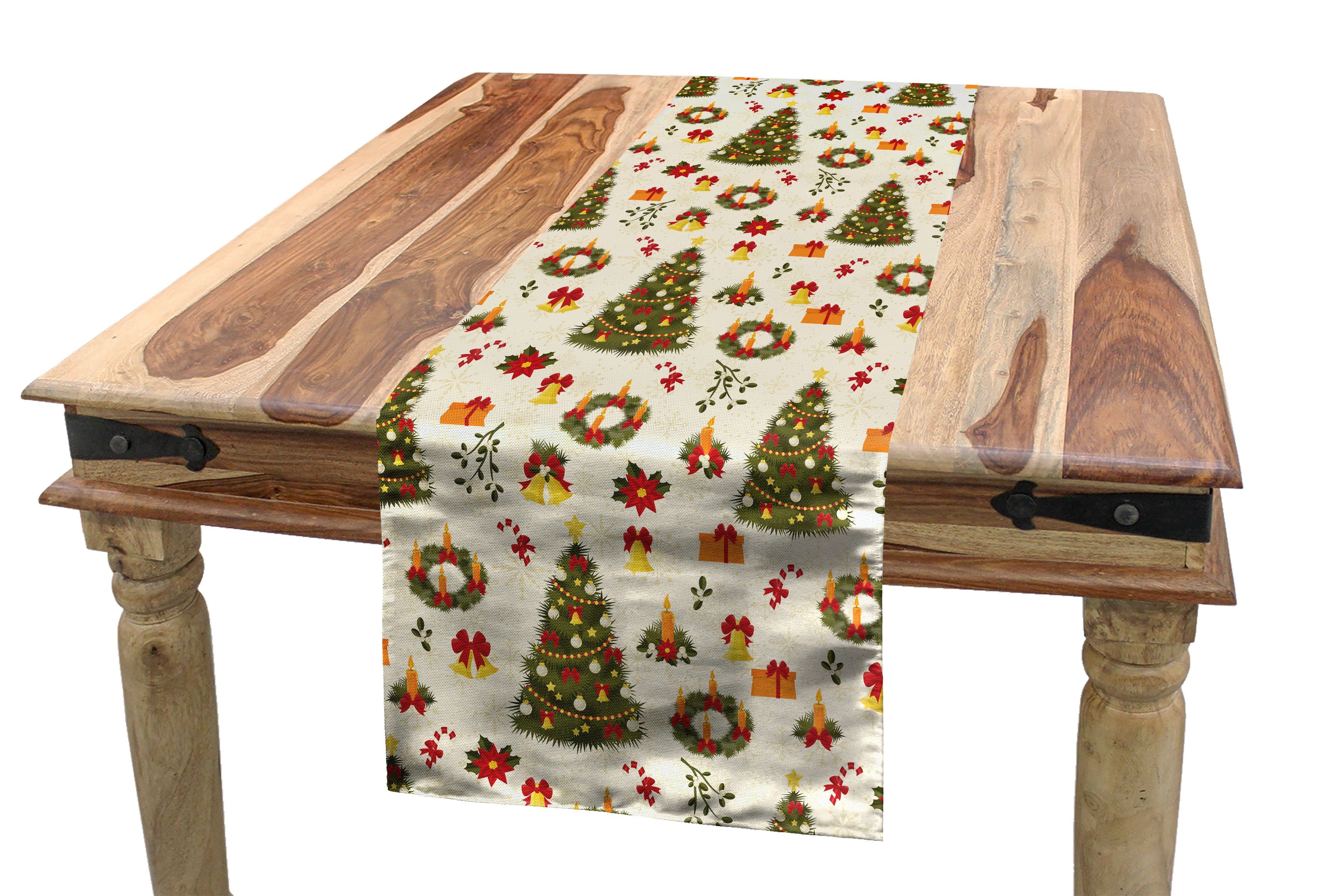 Rechteckiger Tischläufer, Küche Esszimmer Tischläufer Weihnachten Abakuhaus Dekorativer Poinsettia Blumen