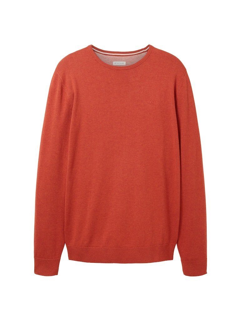 TOM TAILOR Sweatshirt Basic 32720 Warm (1-tlg) Red melierter Melange Crew Strickpullover Neck Sweater