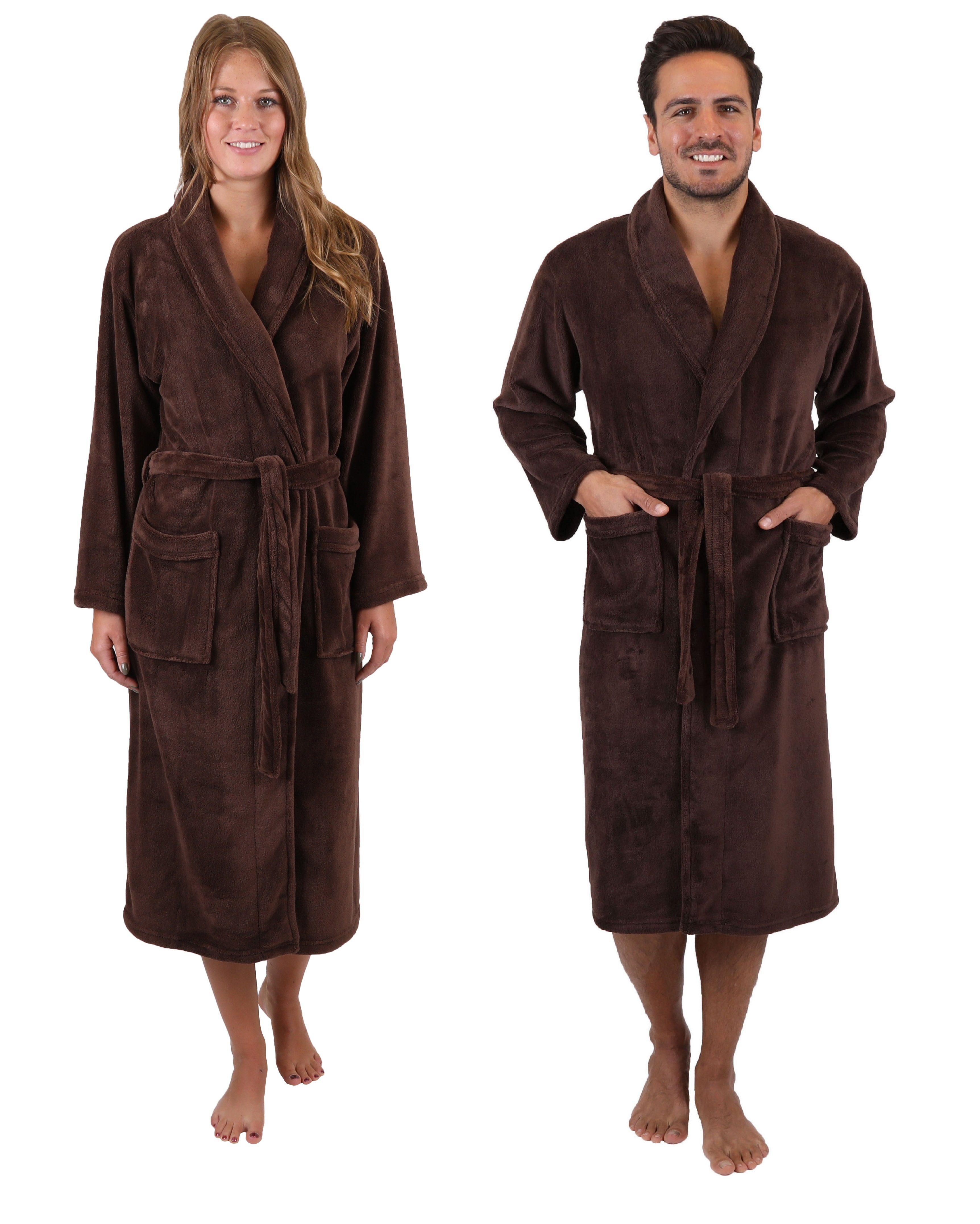 Betz Bademantel Bademantel Damen Herren Microfaser Saunamantel Größen S - XXL, wadenlang, Polyester, Schalkragen, Bindegürtel