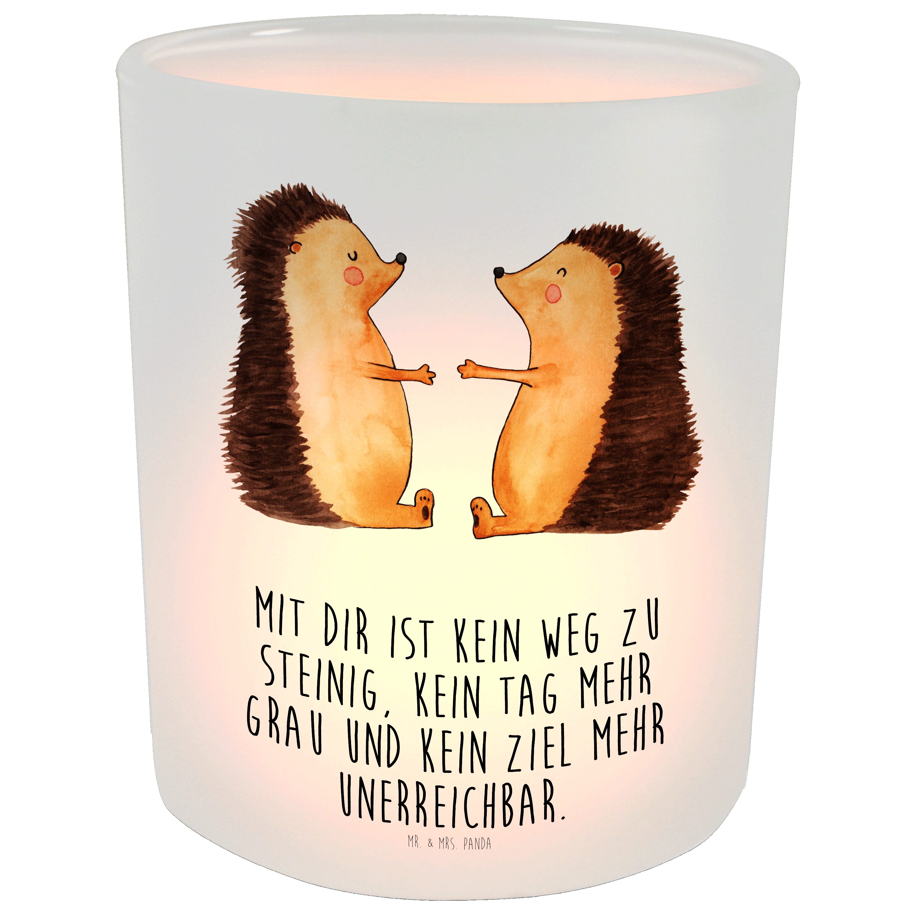 Panda (1 Mrs. - Verheiratet, - Transparent Windlicht Geschenk, Kerzenglas, St) Liebe & Igel Mr. Teelich
