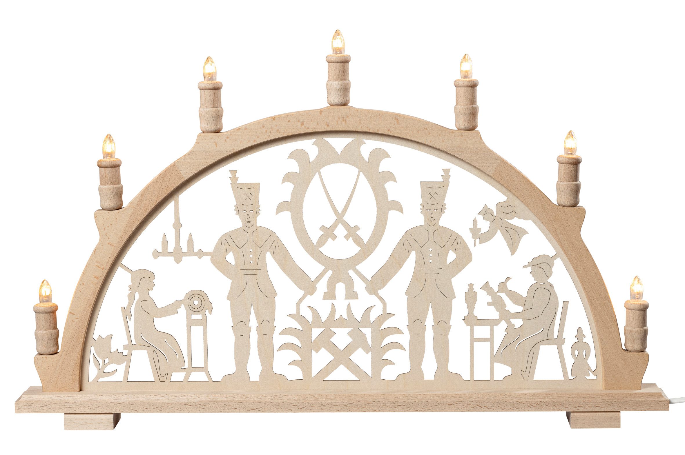 SAICO Original LED Schwibbogen Lichterbogen, Bergleute, Premium LED-Beleuchtung, warmweiß, BxHxT: 66x40,5x6 cm