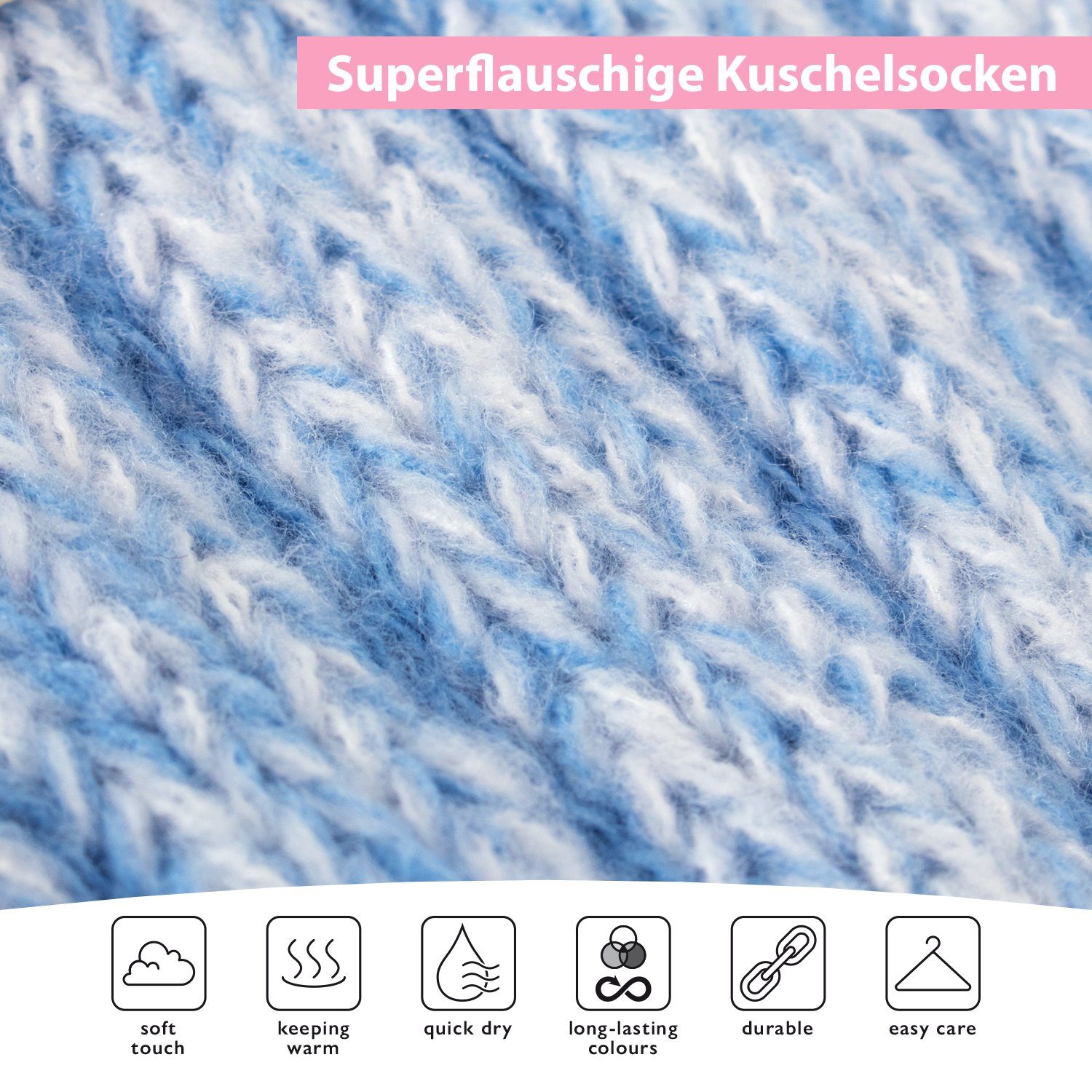 Kuschelsocken flauschig Kuschelsocken & (4 Footstar Blau-Grau Paar) - Damen Warm