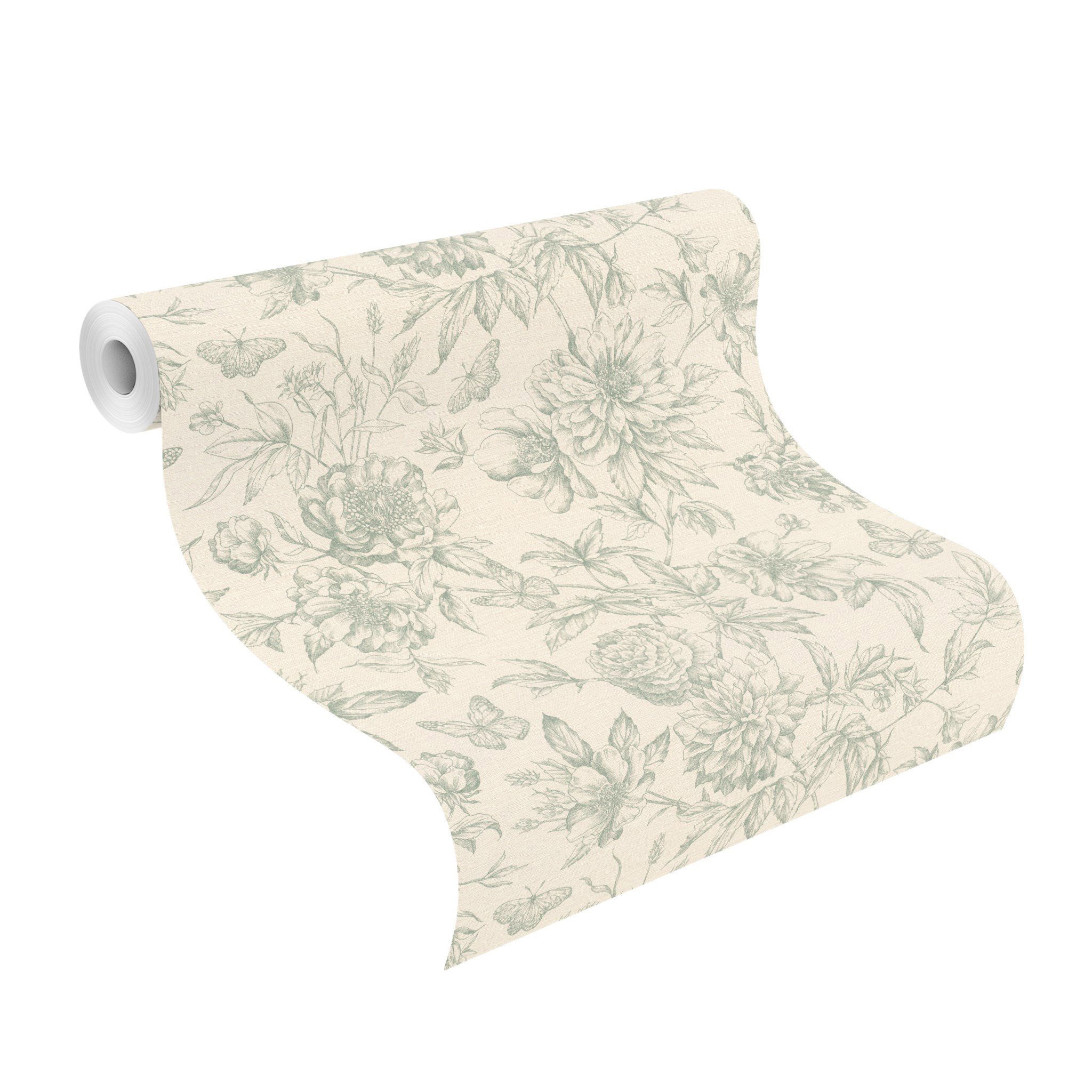 Rasch Vliestapete mit floralem Muster im Vintage Stil, floral, gemustert, geblümt, botanisch, (1 St), Vintage