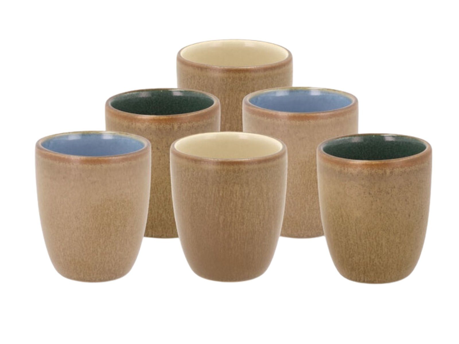 Bitz Geschirr-Set Espressotasse Wood/farbig 0,8 l Set6, Steinzeug, Espressotasse Wood 9 cl 6 Stck. Wood ass. Steinzeug