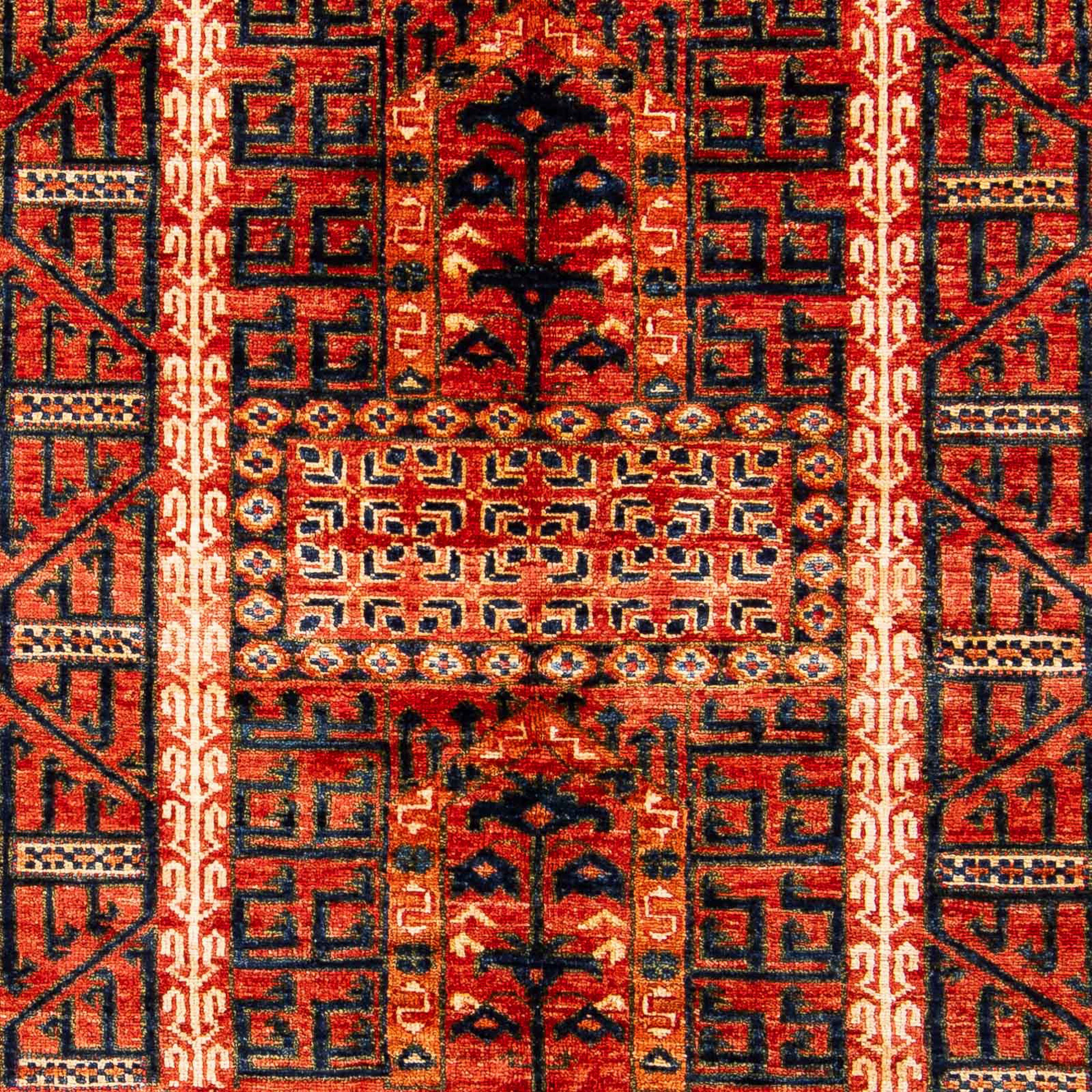 Orientteppich Afghan Höhe: x morgenland, Zertifikat 158 rot, 7 rechteckig, 196 Einzelstück Wohnzimmer, - mit - mm, Handgeknüpft, cm