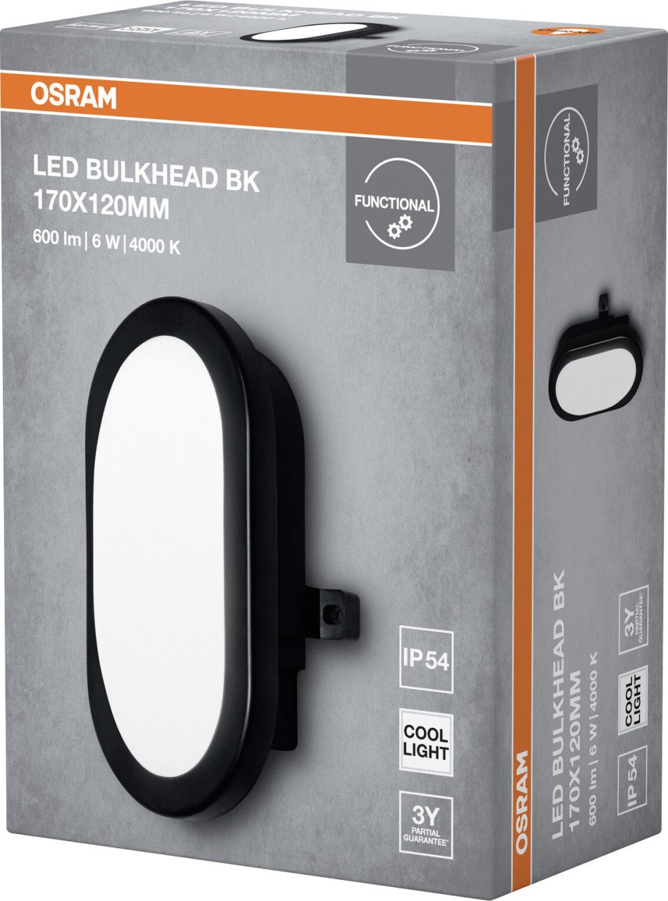 Osram Wandleuchte Osram LED Wandleuchte Bulkhead 6W 4000K schwarz, Inkl. Leuchtmittel, Nicht dimmbar ohne Bewegungsmelder