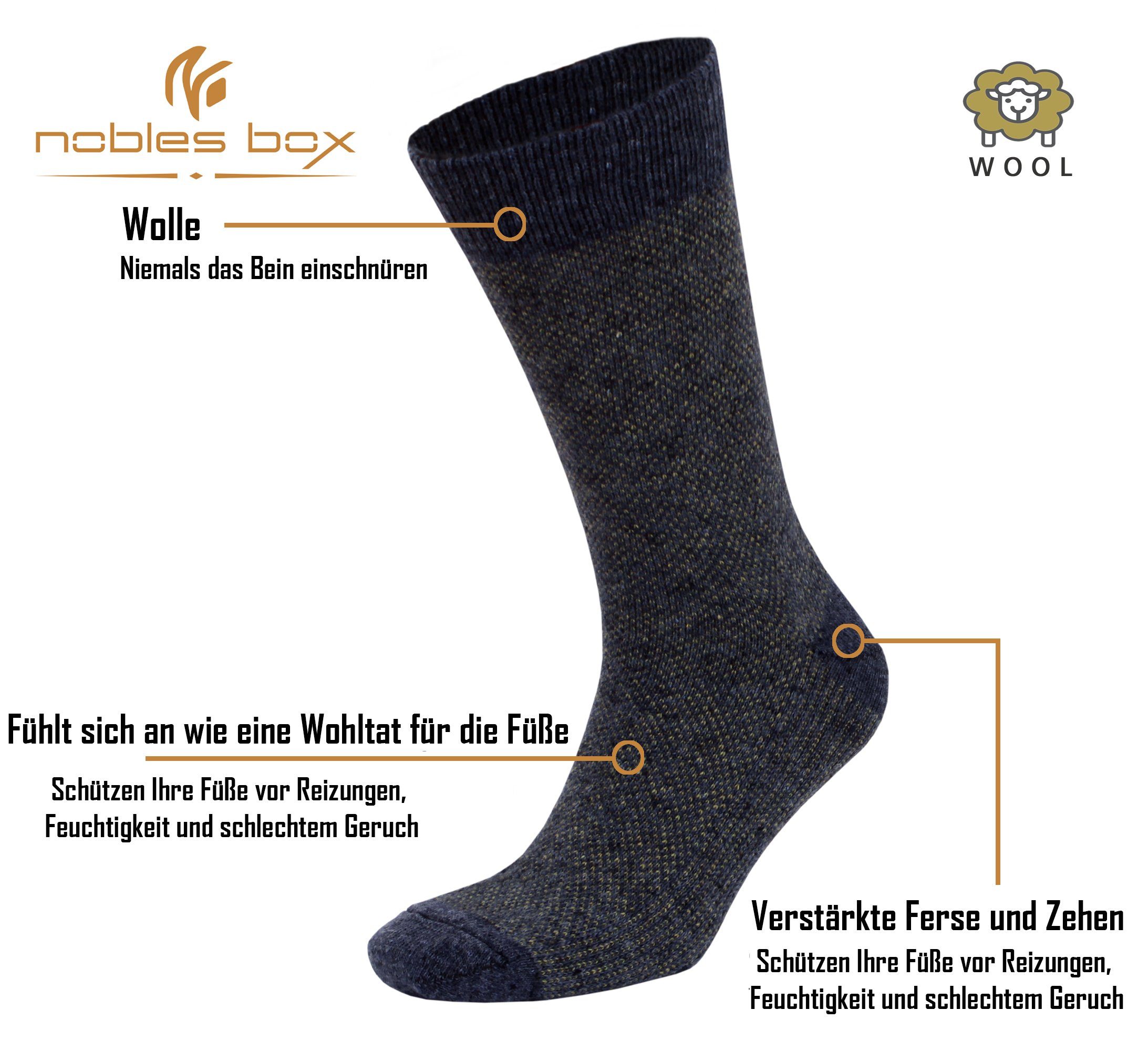 Wollsocken 2-Paar, Herren Herren Warme EU 40-44 Norwegersocken Asorti-2 Socken, (Beutel, Größe) Arbeitssocken Herren NoblesBox