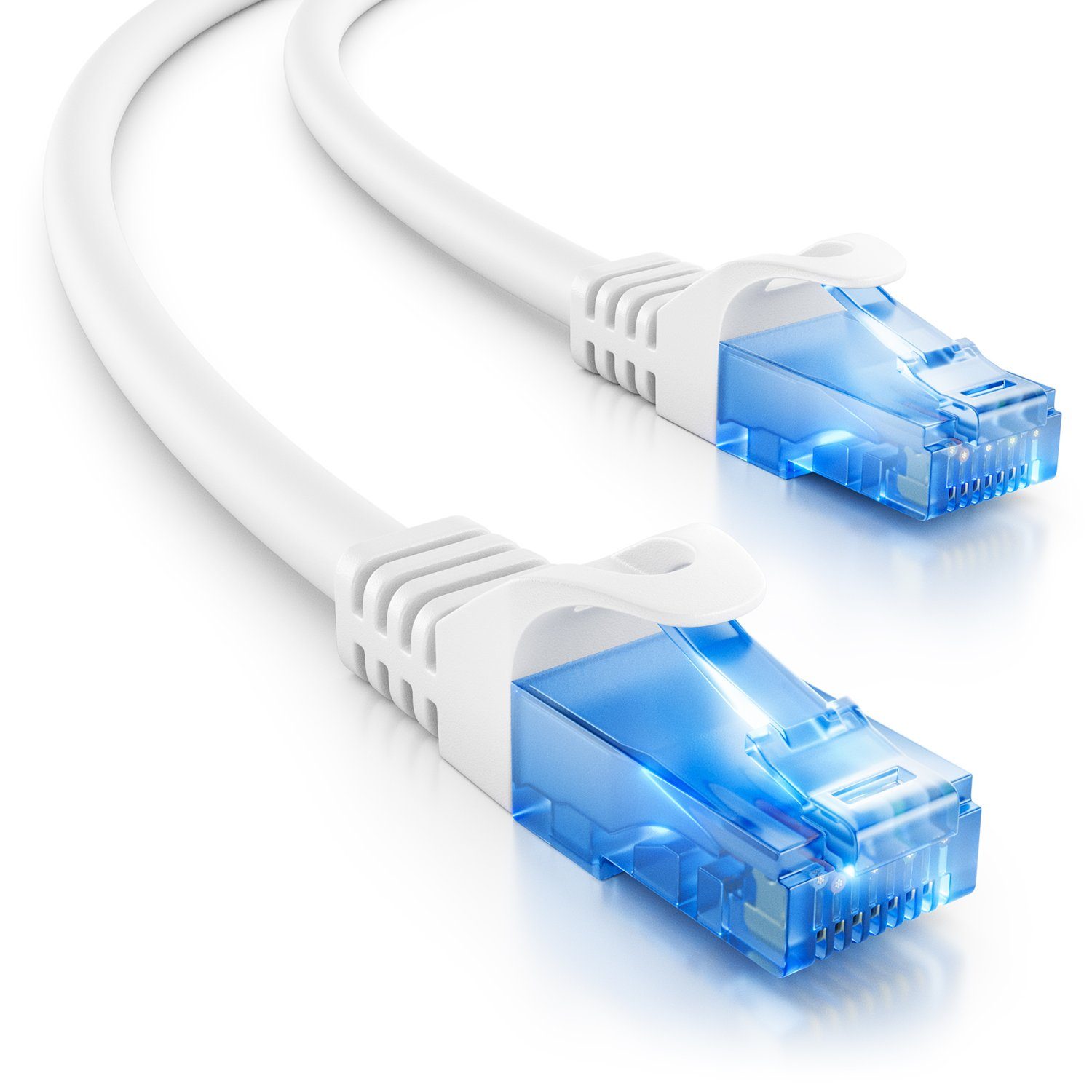 deleyCON deleyCON 15m CAT6 Patchkabel Netzwerkkabel Ethernet LAN DSL Kabel Weiß LAN-Kabel