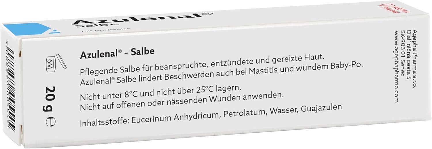 Azulenal Hautcreme Salbe mit Guajazulen – entzündungshemmende Creme 20g, Beruhigende Pflege bei Hautirritationen, Juckreiz und Hämorrhoiden