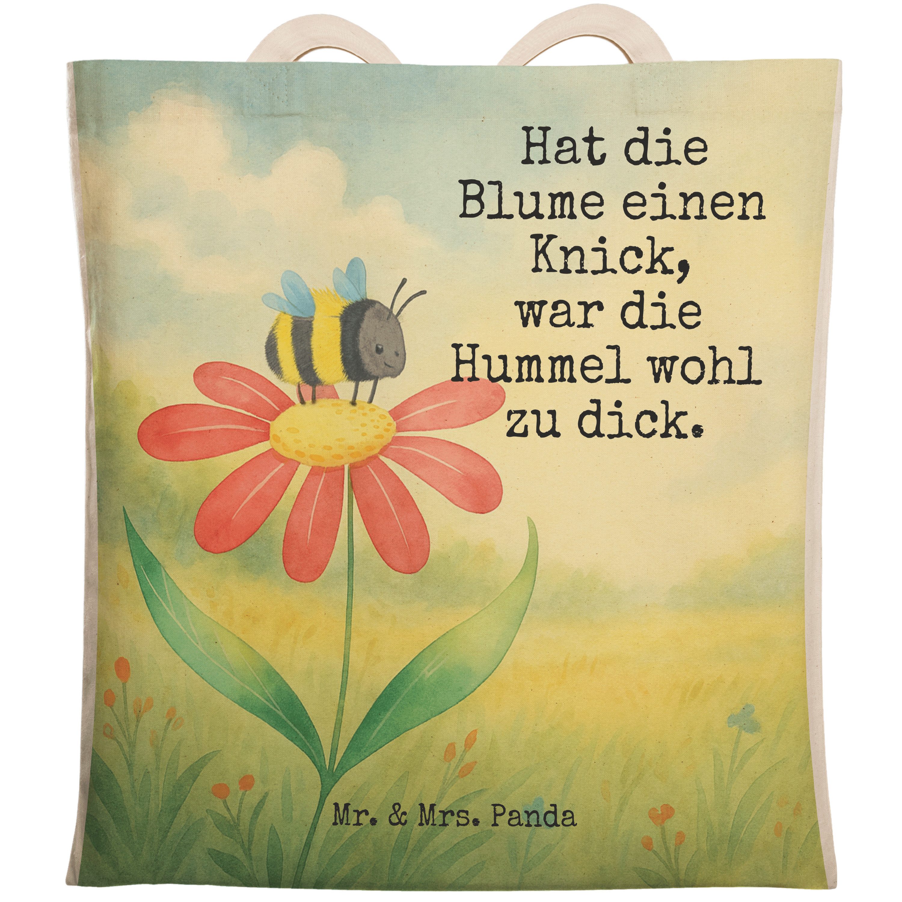 Mr. & Mrs. Panda Tragetasche Hummel Blume Design, Tote Bag, Weiß, Natur, Beutel, Hummeln, Bag, Wes (Packung), Tasche Hummeln Shoppingbag