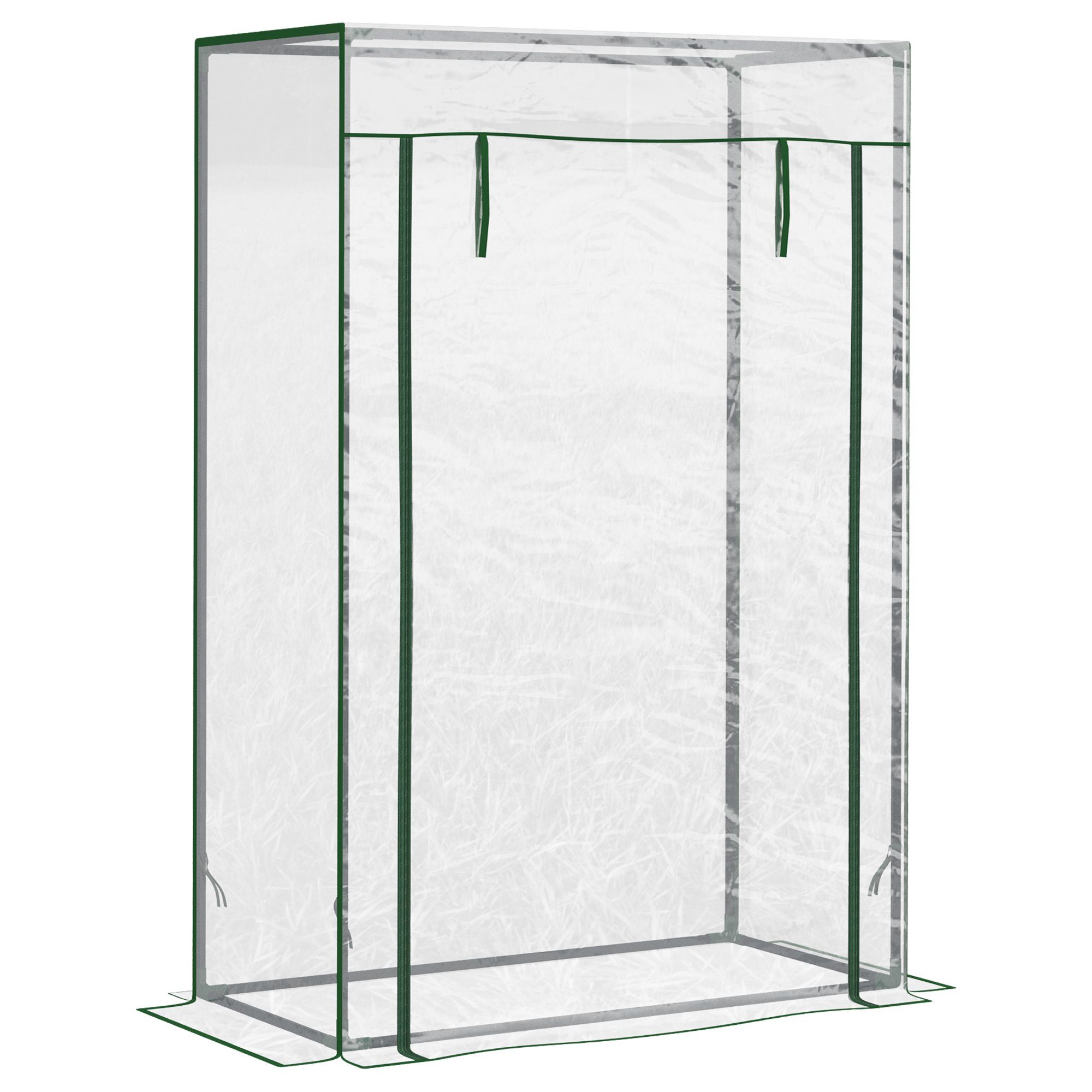 Outsunny Foliengewächshaus Tomatenhaus Frühbeet mit Tür zum Aufrollen, BxTxH: 100 x 50 x 150 cm, BxLxH: 50 x 100 x 150 cm, 0.1 mm Wandstärke, Treibhaus 1-St., Gewächshaus, Stahl, Kunststoff, Transparent, 100x50x150cm