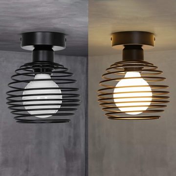 Nettlife Deckenleuchte 2ER Vintage Schwarz E27 Lampenfassung Industrial Metall Lampenschirm, LED wechselbar, Flur Küche Gang Schlafzimmer
