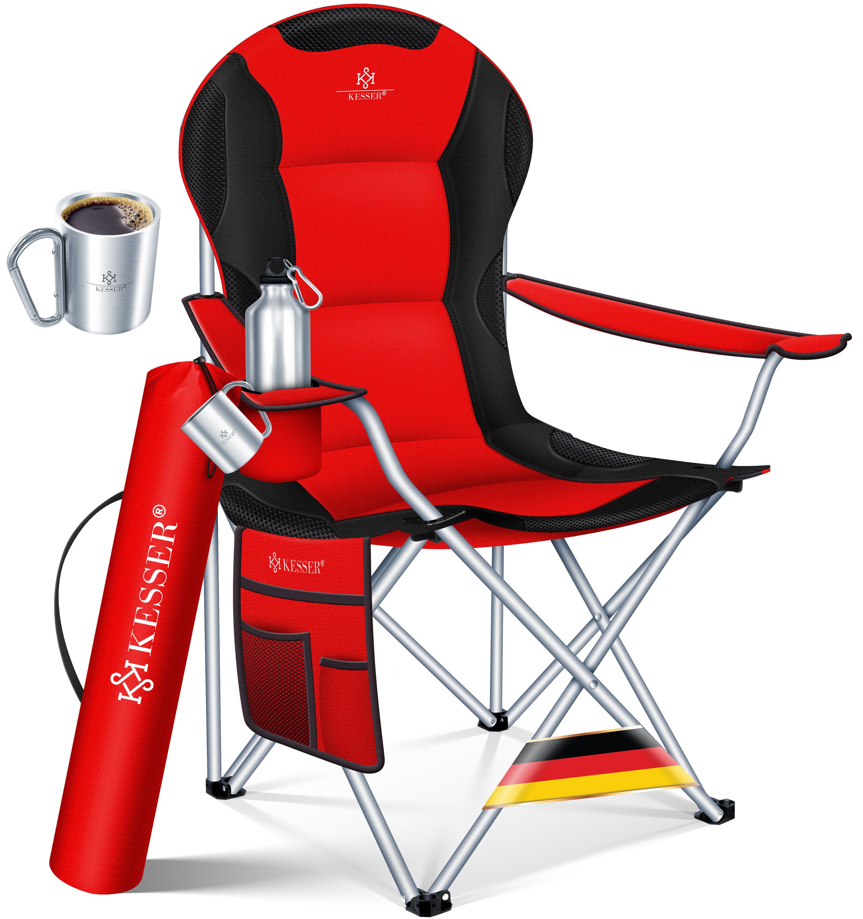 KESSER Campingstuhl, faltbarer Klappstuhl bis150kg belastbar Angelstuhl Faltstuhl