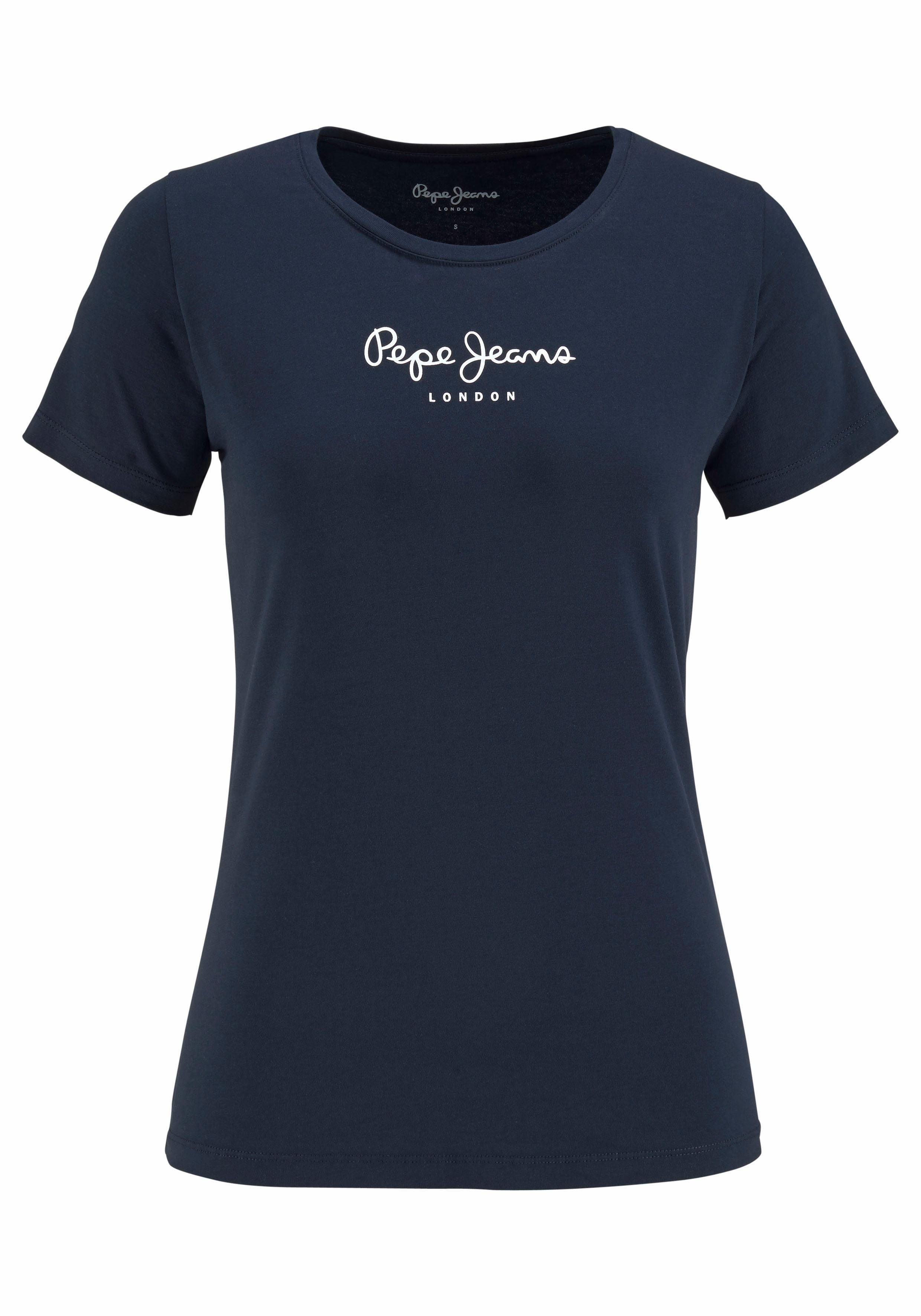 595 Logo-Print navy NEW Pepe T-Shirt mit VIRGINIA Jeans