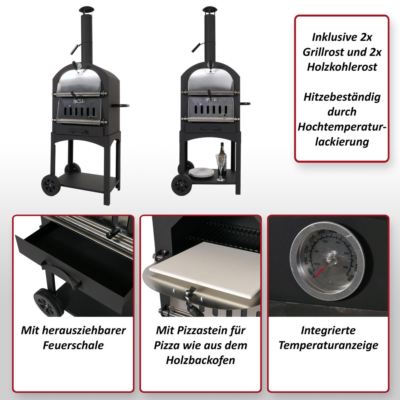 MCW Grillkamin MCW-N15-P, Hitzebeständig durch Hochtemperaturlackierung
