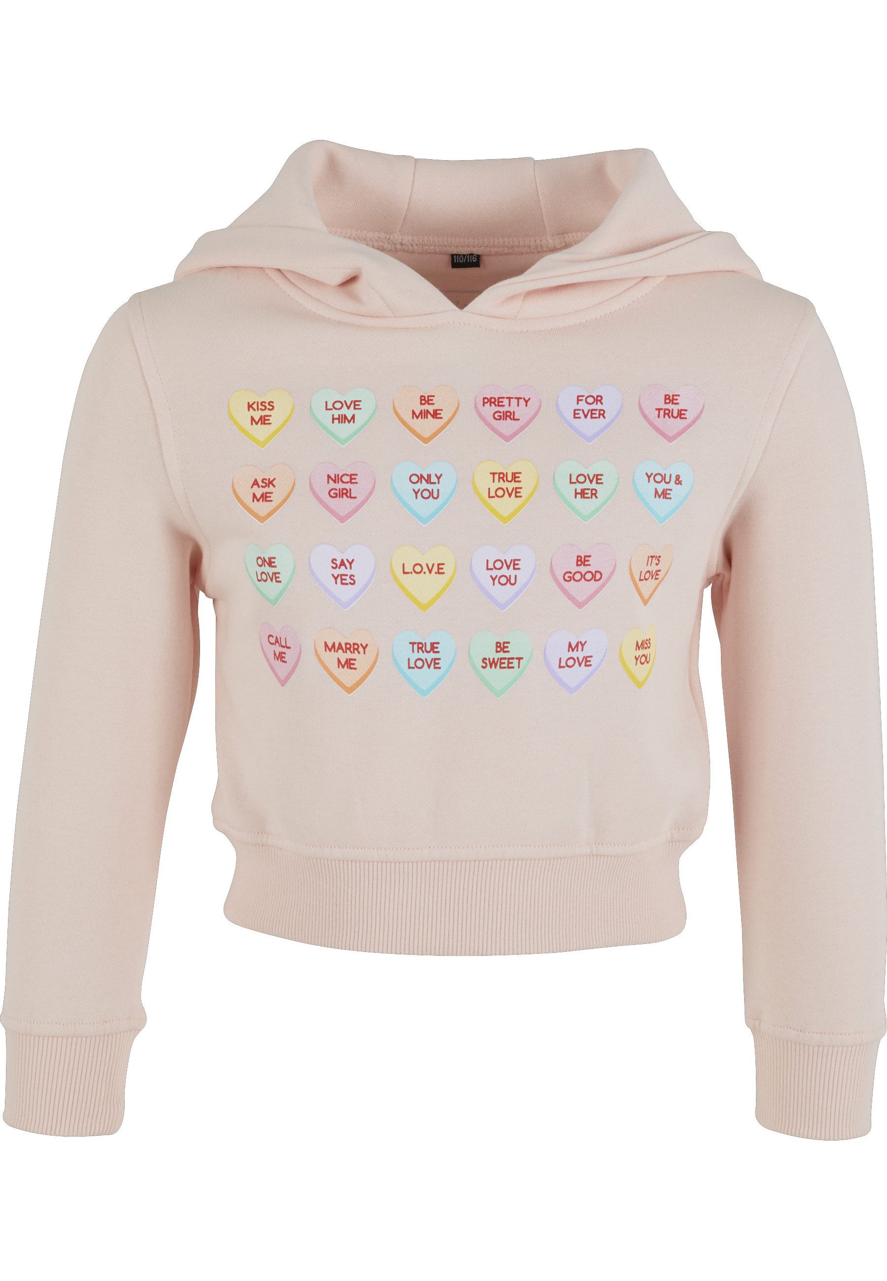 Kapuzenpullover MisterTee Damen Kids Sweet Heart Candy Cropped Hoody