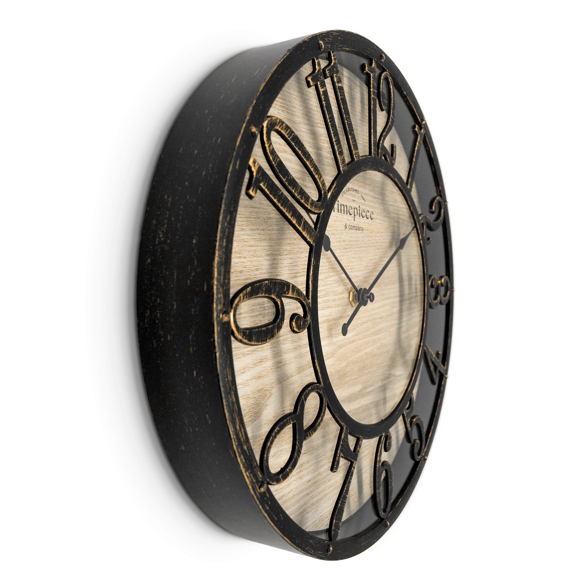 K&L Wall Art Wanduhr große Industrielle Wanduhren Vintage Holzuhr Metall Op günstig online kaufen