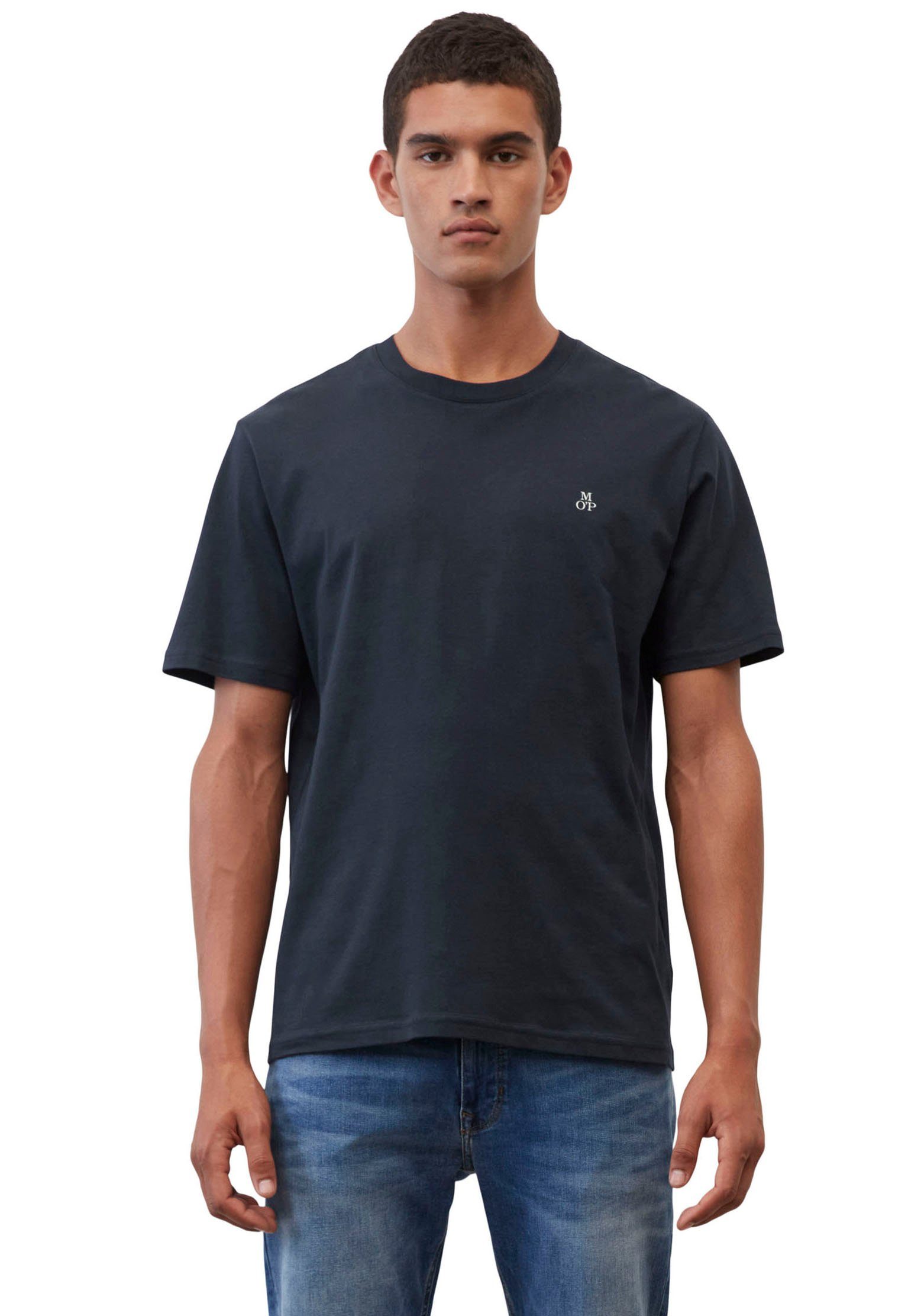 Marc O'Polo T-Shirt Logo-T-Shirt aus Bio-Baumwolle dark night