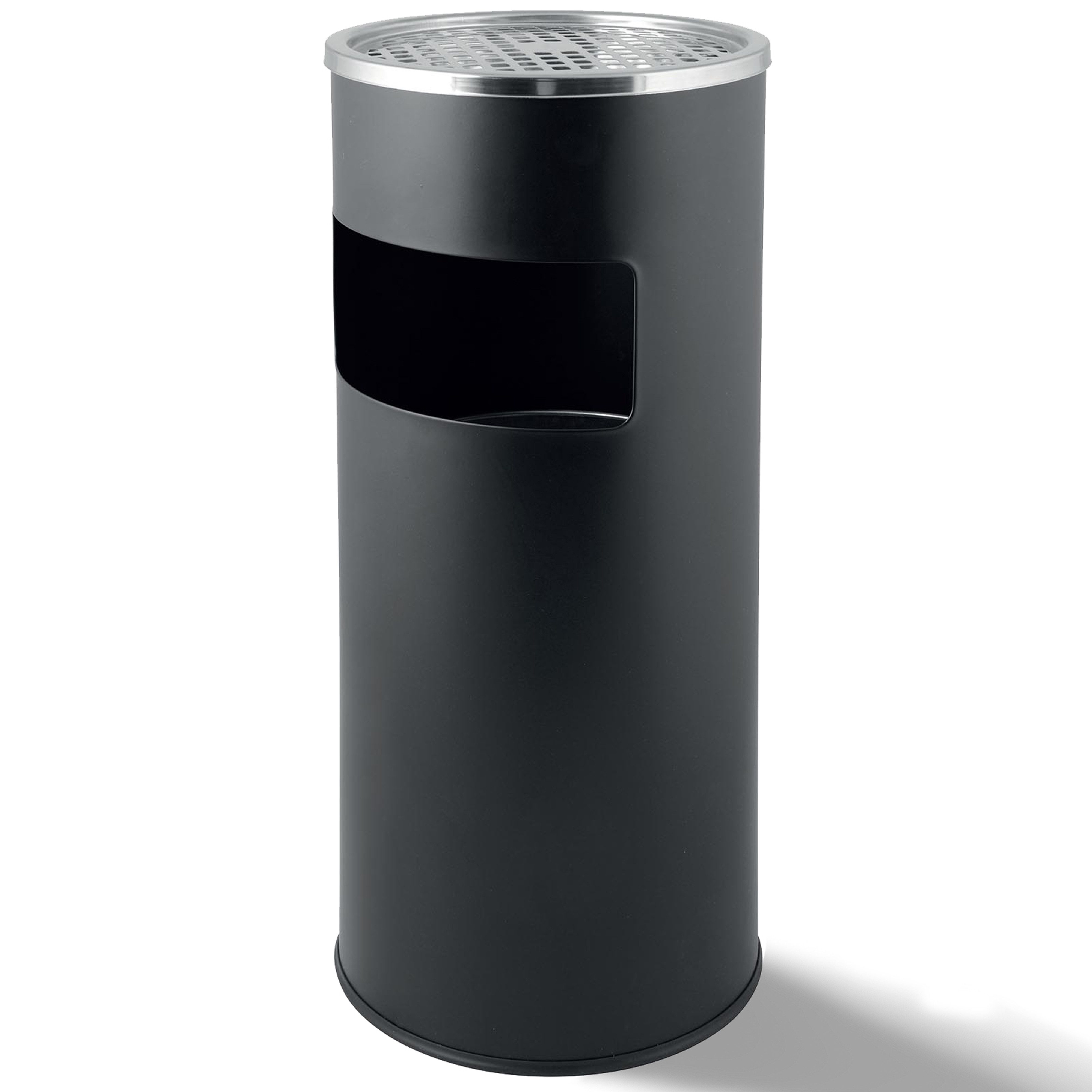 Grafner Aschenbecher Aschenbecher Standaschenbecher 2in1 Edelstahl mit Mülleimer 30 Liter, 3 Liter, Edelstahl
