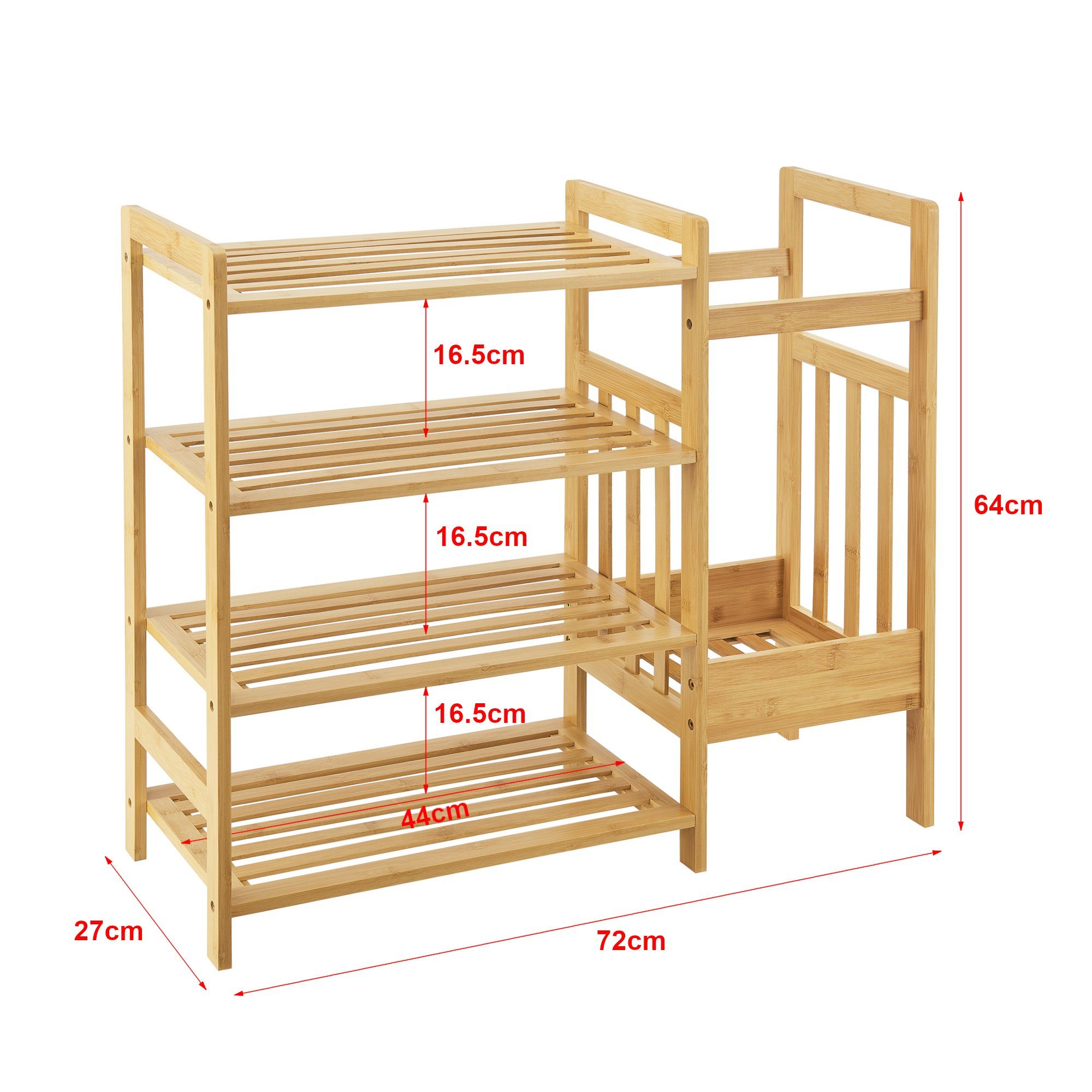 cm x en.casa Schuhablage x Schuhregal, 27 »Eckerö« 64 Bambus 72 Natur